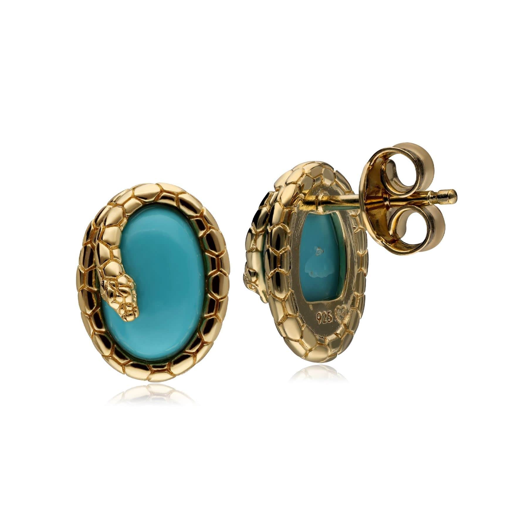 253E317604925 ECFEW™ Turquoise Winding Snake Stud Earrings In Sterling Silver 3