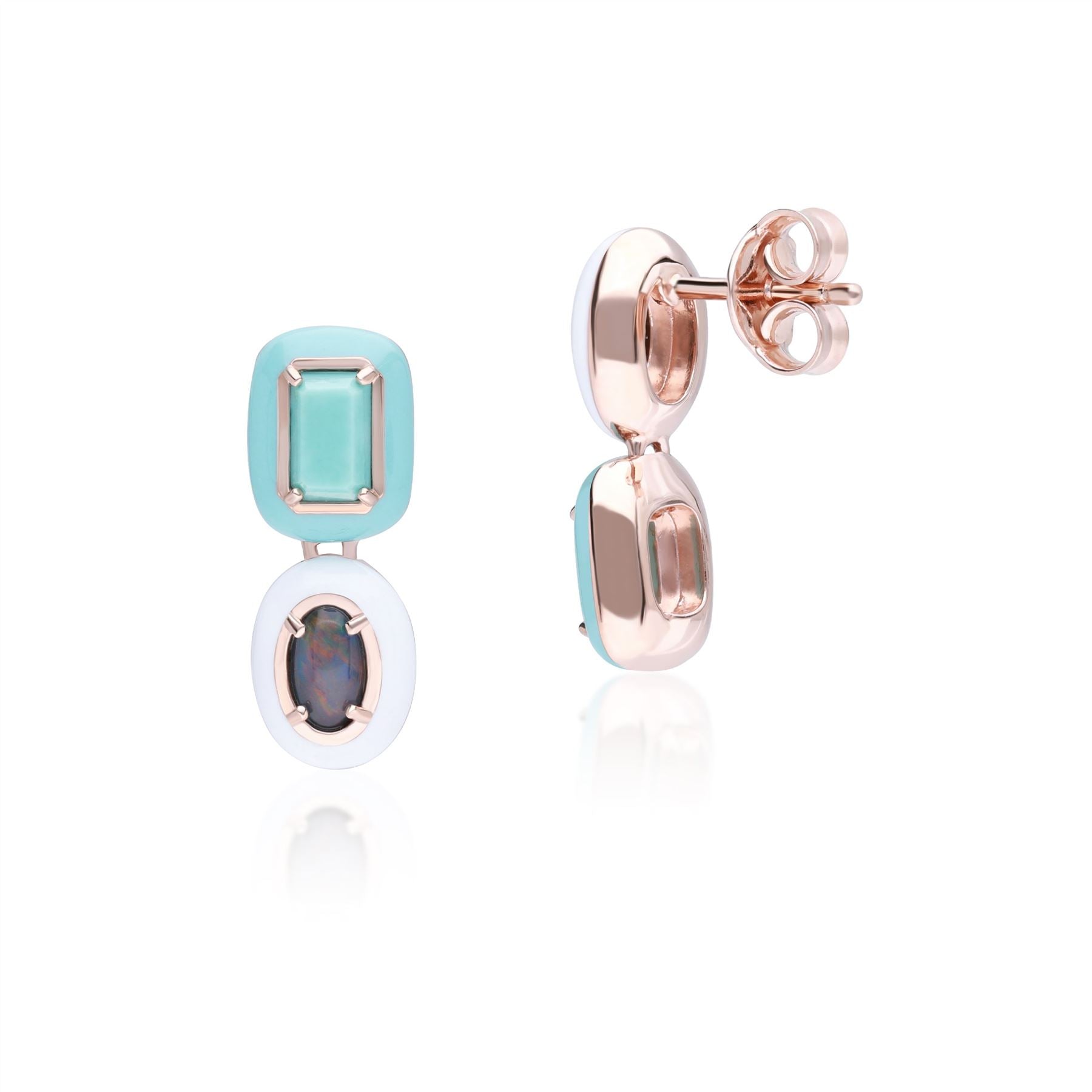270E036001925 Siberian Waltz Triplet Opal & Turquoise Drop Earrings In Sterling Silver 3