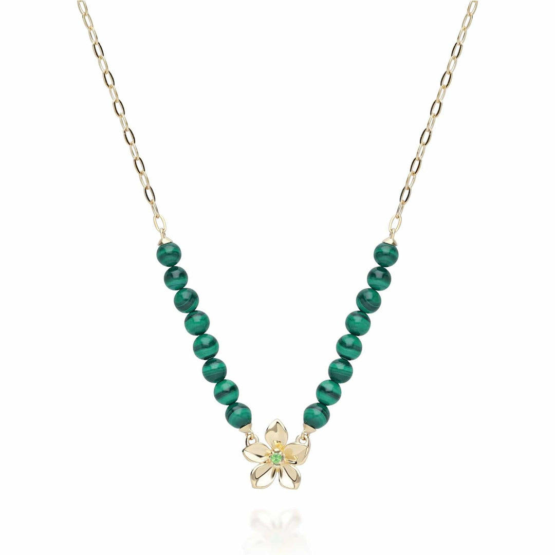 253N314303925 ECFEW™ Creator Malachite Bead & Tsavorite Necklace In Sterling Silver 1