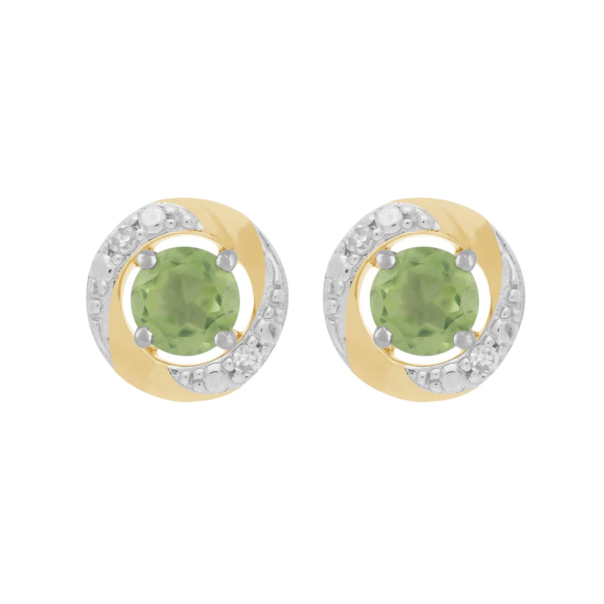 11614-191E0374019 9ct White Gold Peridot Stud Earrings with Detachable Diamond Halo Ear Jacket in 9ct Yellow Gold 1