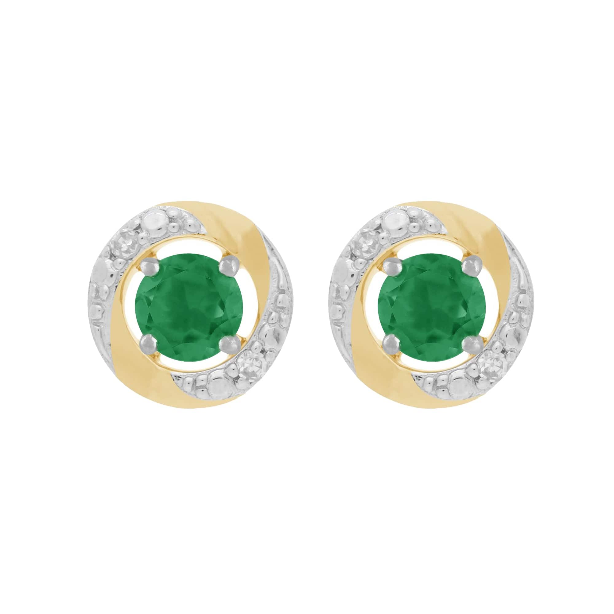 11621-191E0374019 9ct White Gold Emerald Stud Earrings with Detachable Diamond Halo Ear Jacket in 9ct Yellow Gold 1