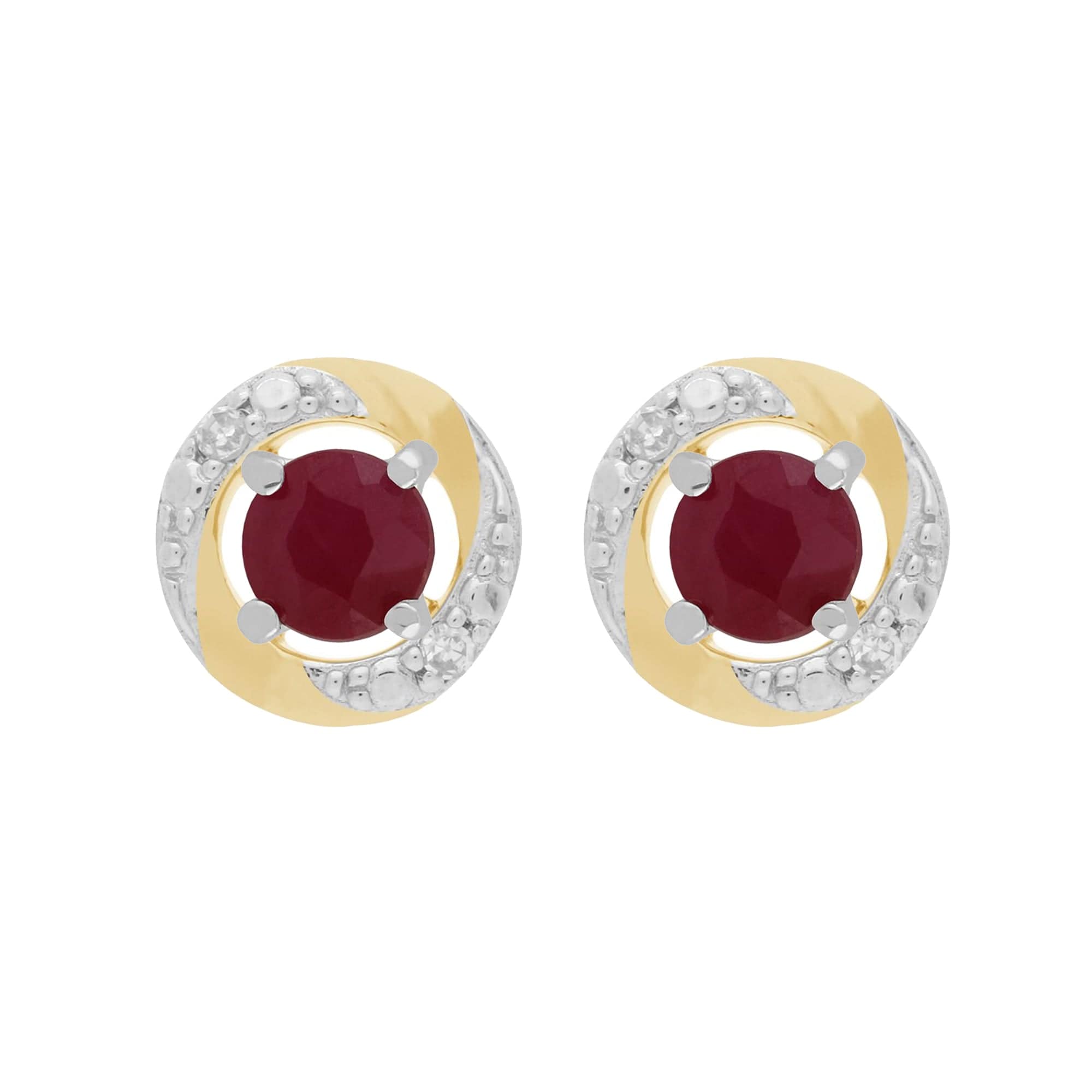 11622-191E0374019 9ct White Gold Ruby Stud Earrings with Detachable Diamond Halo Ear Jacket in 9ct Yellow Gold 1