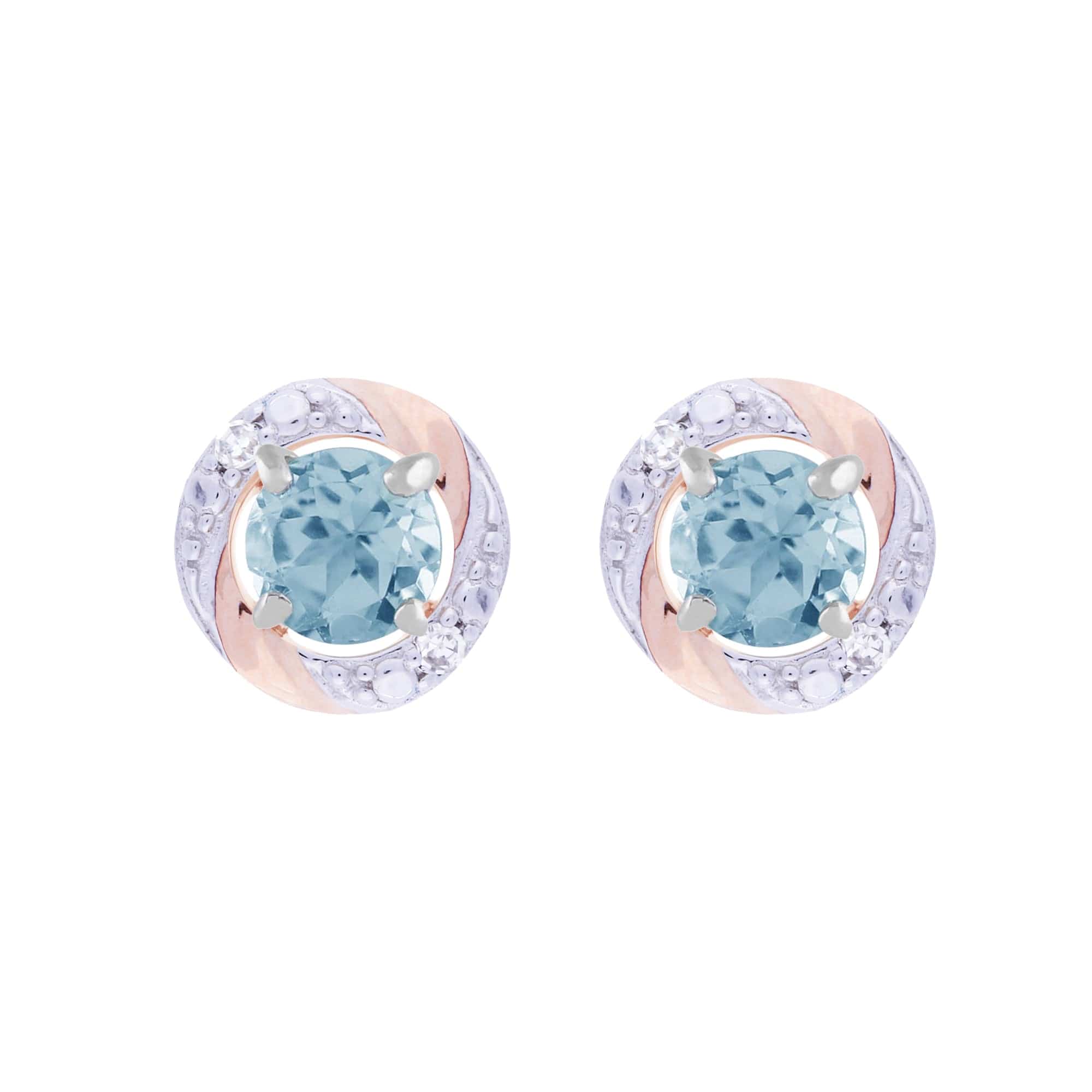 11623-191E0378019 Classic Round Blue Topaz Stud Earrings with Detachable Diamond Round Earrings Jacket Set in 9ct White Gold 1