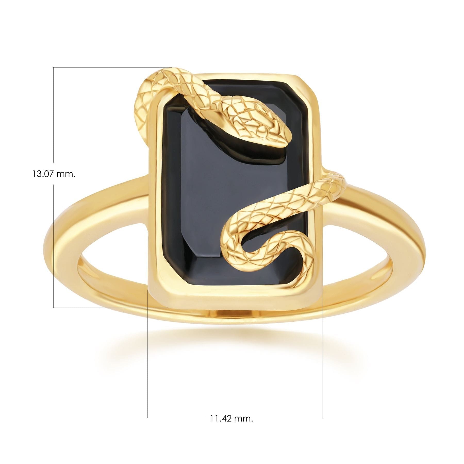270R065301925 Grand Deco Black Onyx Snake Wrap Ring in Gold Plated Sterling Silver Dimensions