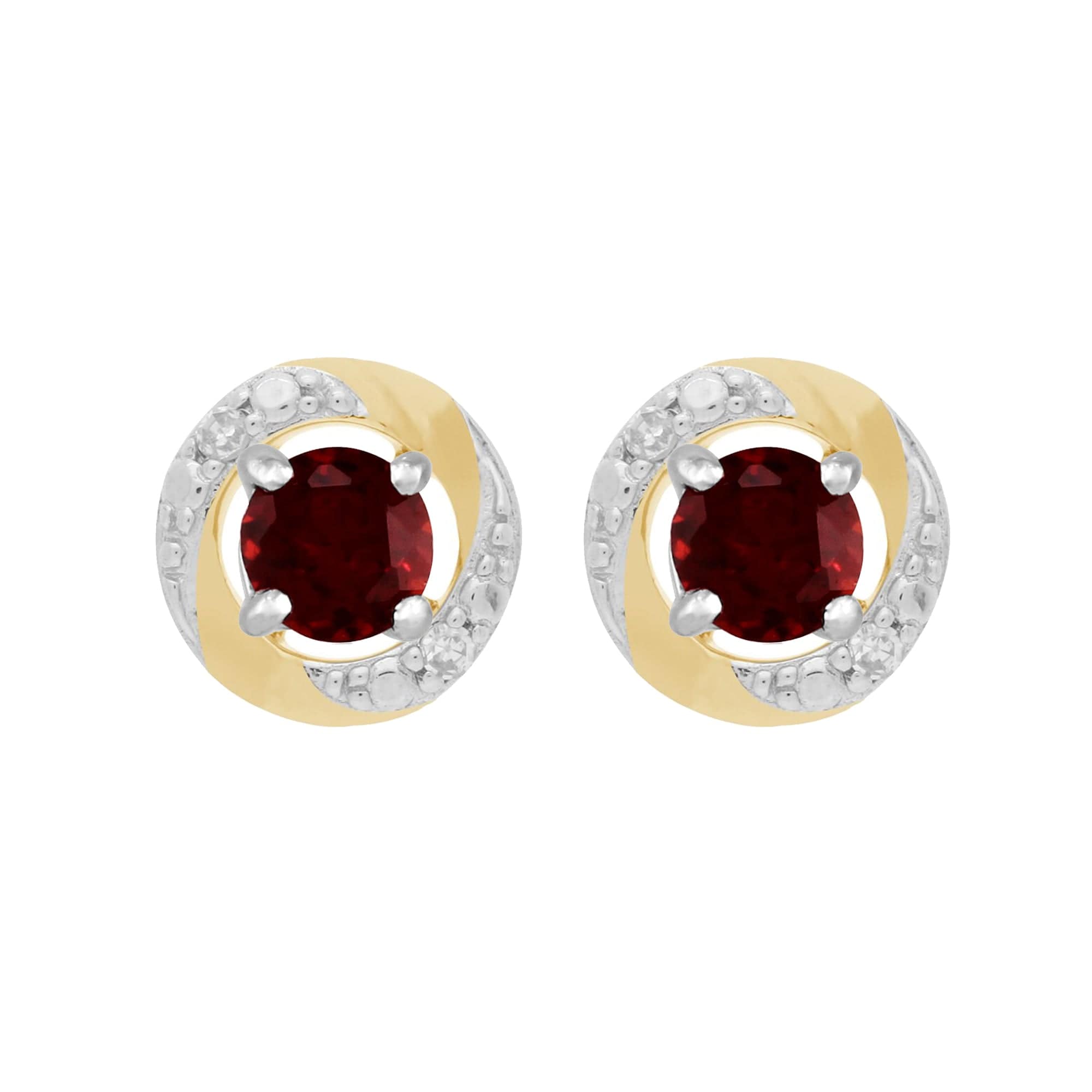 117E0031109-191E0374019 9ct White Gold Garnet Stud Earrings with Detachable Diamond Halo Ear Jacket in 9ct Yellow Gold 1