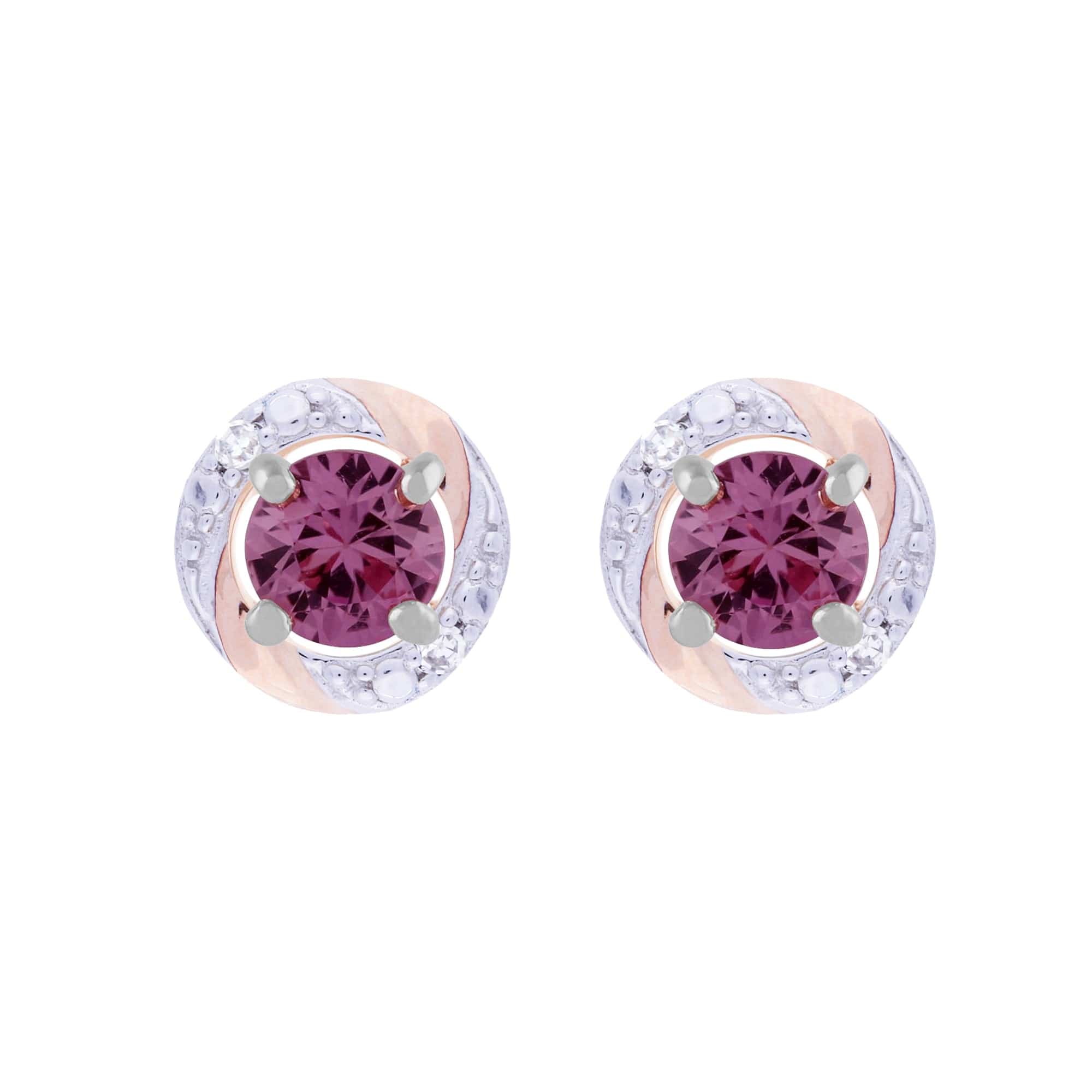 117E0031159-191E0378019 Classic Round Pink Sapphire Stud Earrings with Detachable Diamond Round Earrings Jacket Set in 9ct White Gold 1