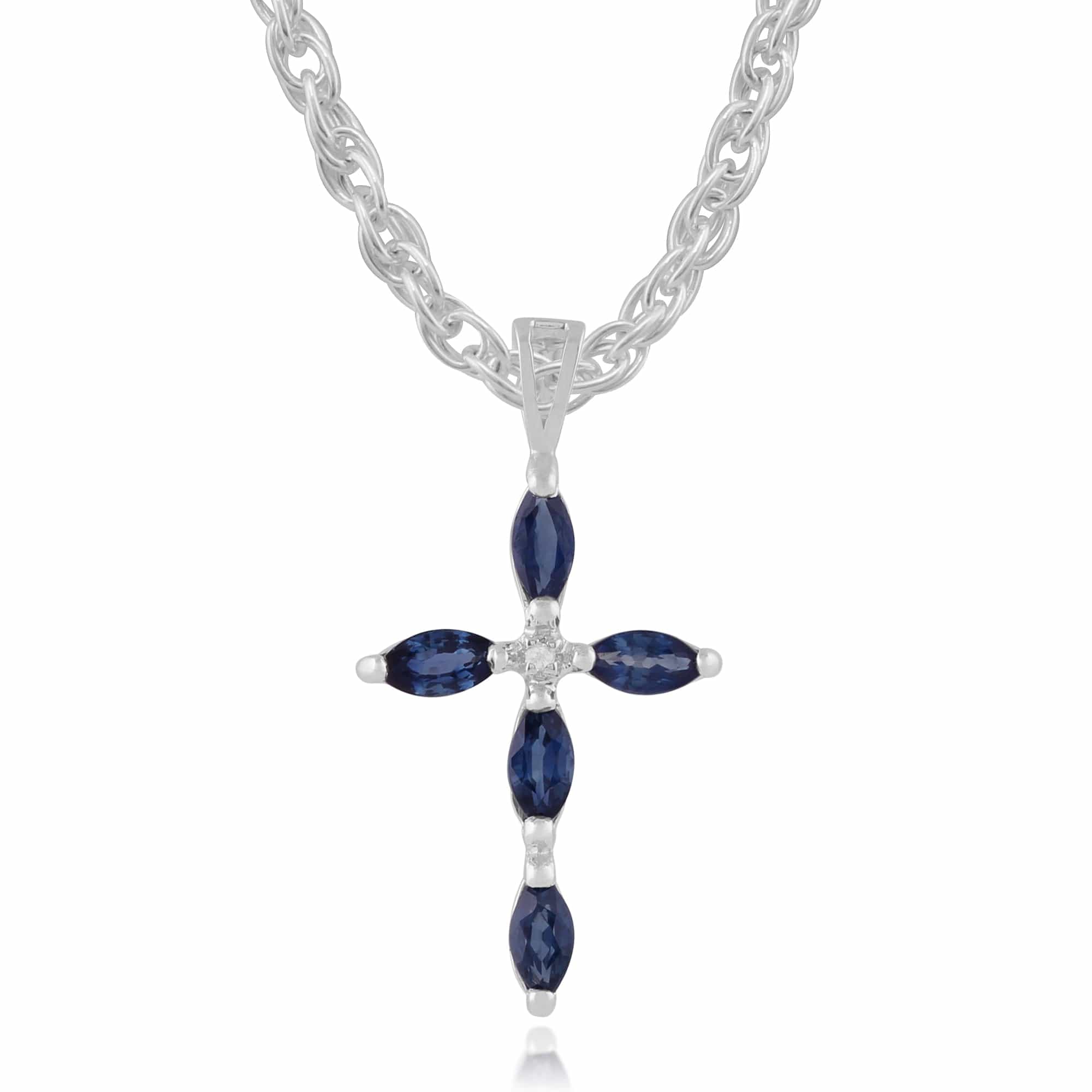 Sapphire & Diamond Cross Pendant Image 1