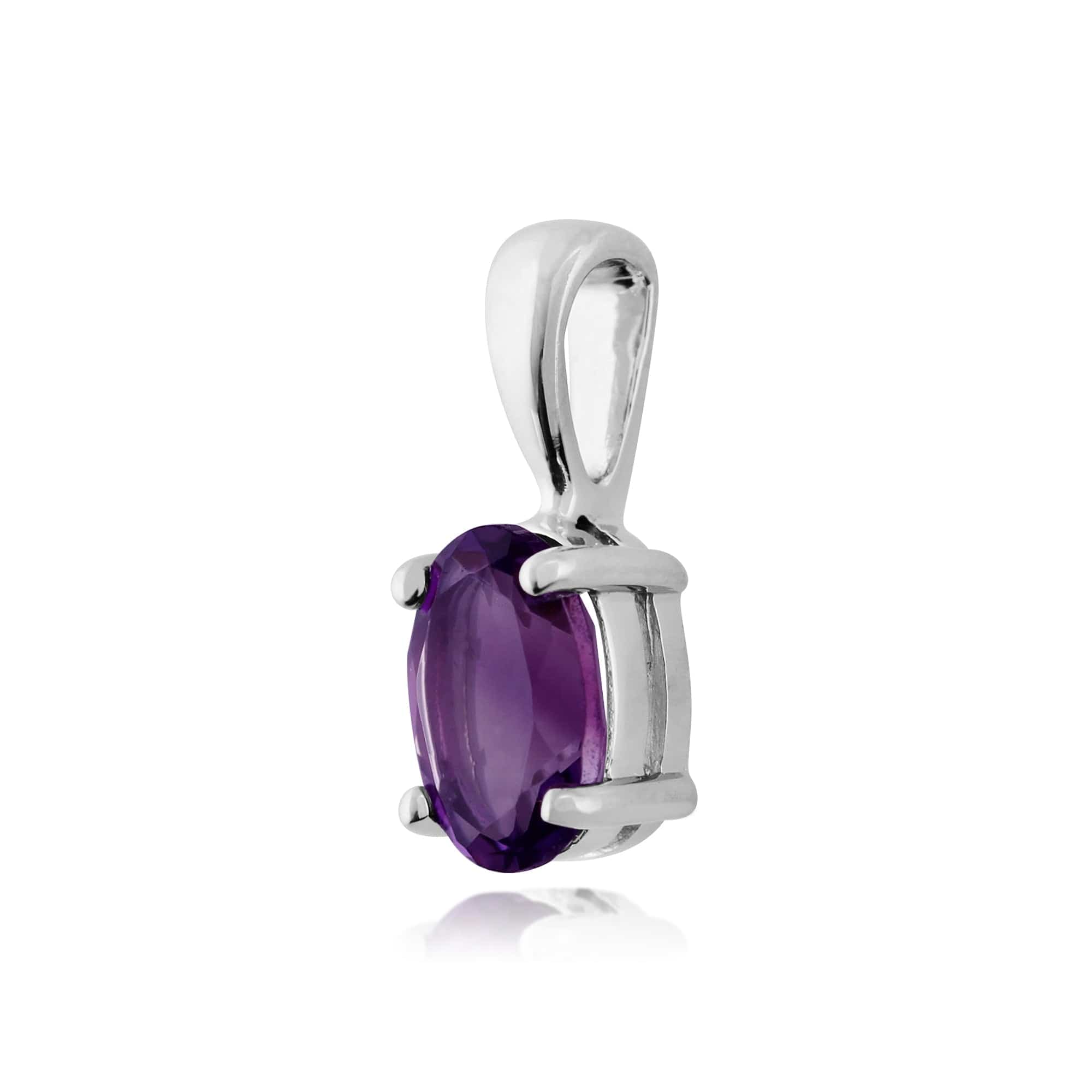 10838 Classic Oval Amethyst Pendant in 9ct White Gold 2