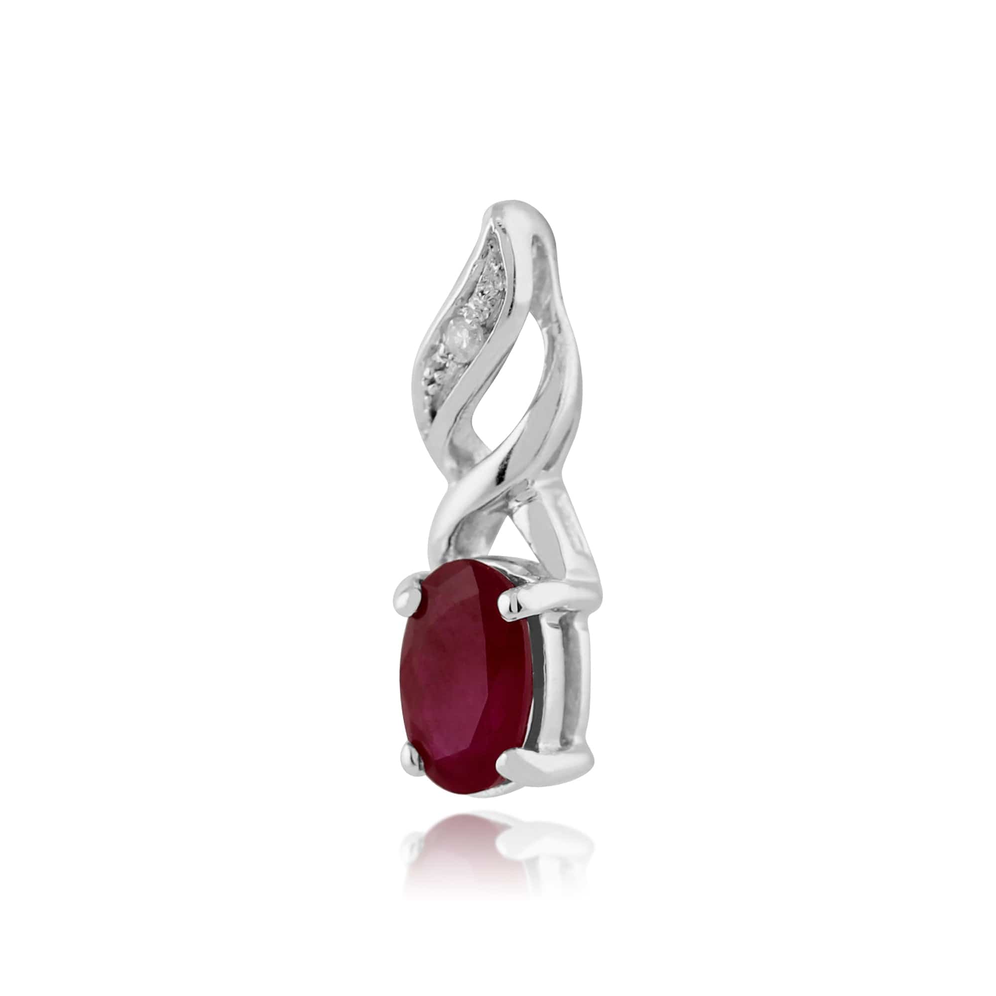 117P0104029 Classic Oval Ruby & Diamond Pendant in 9ct White Gold 2