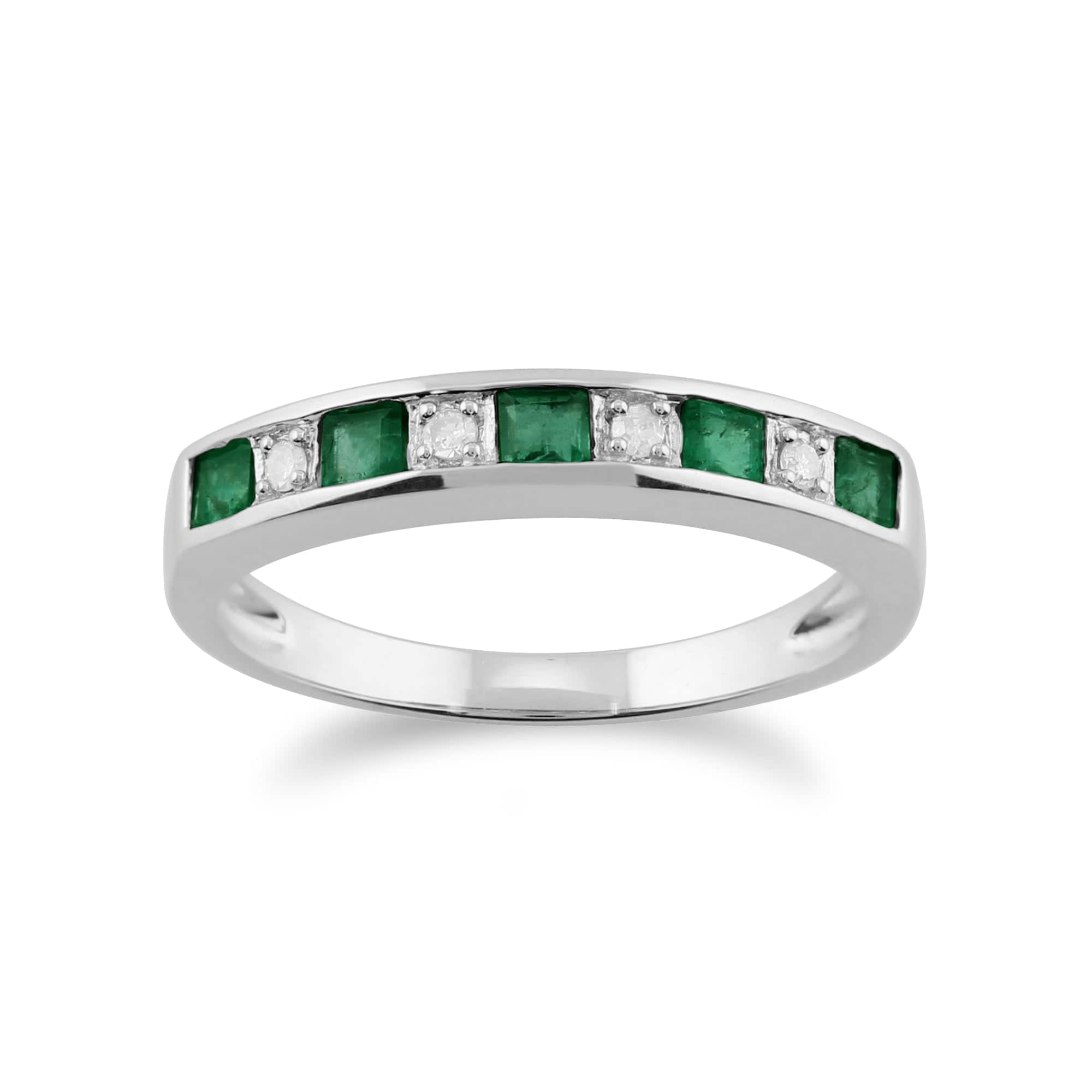 Classic Eternity Ring Emerald Diamond 9ct White Gold