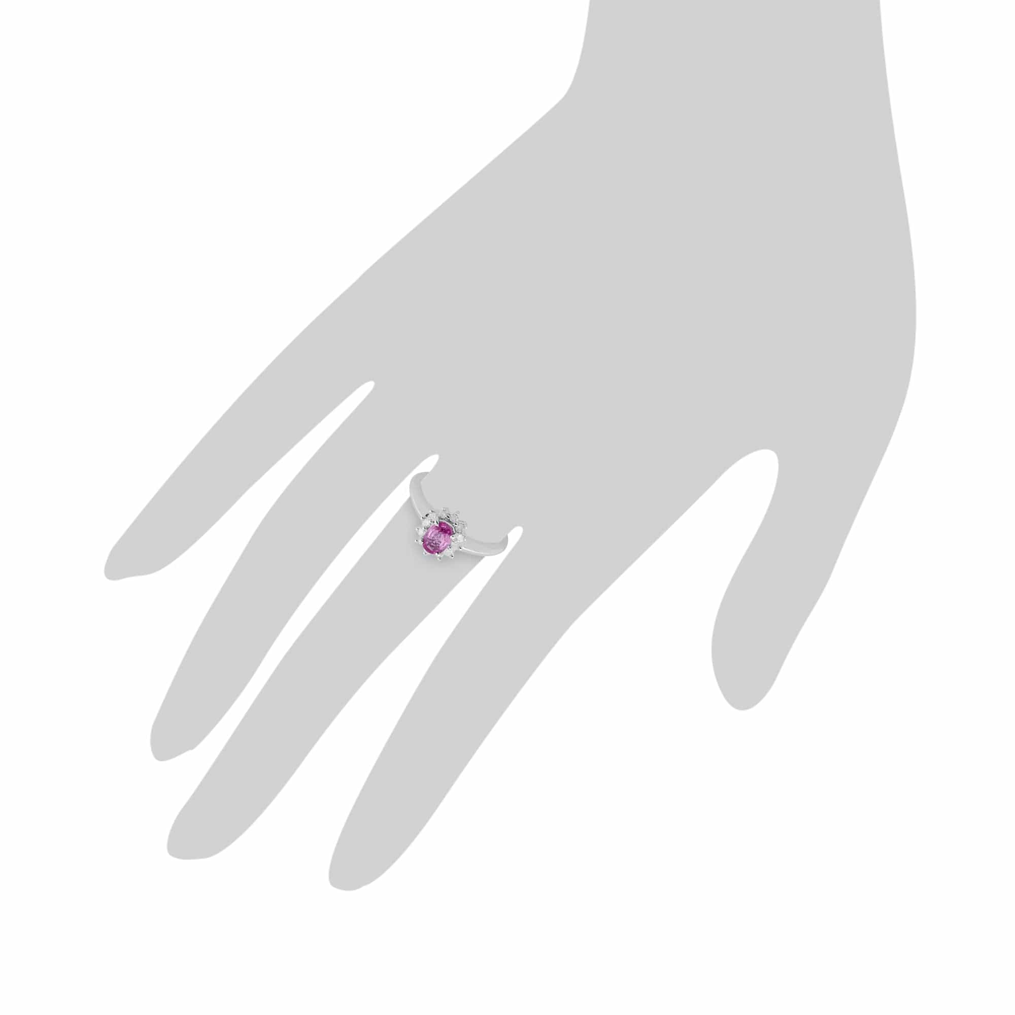 11924 Classic Oval Pink Sapphire & Diamond Cluster Ring in 9ct White Gold 3