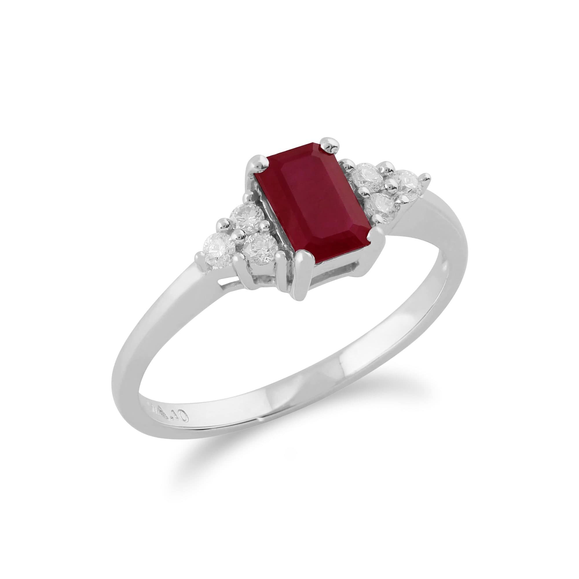 27012 Classic Baguette Ruby & Diamond Ring in 9ct White Gold 2
