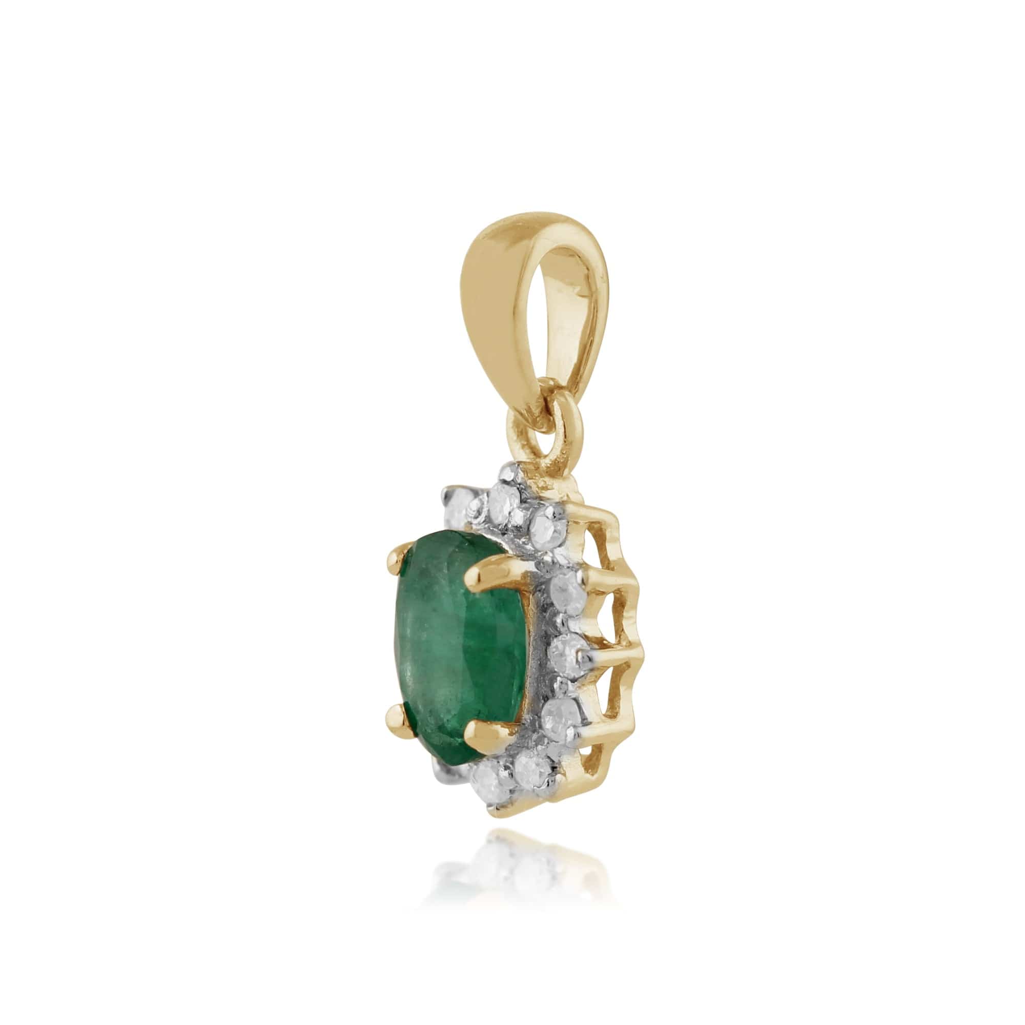 27016 Classic Oval Emerald & Diamond Cluster Pendant in 9ct Yellow Gold 2