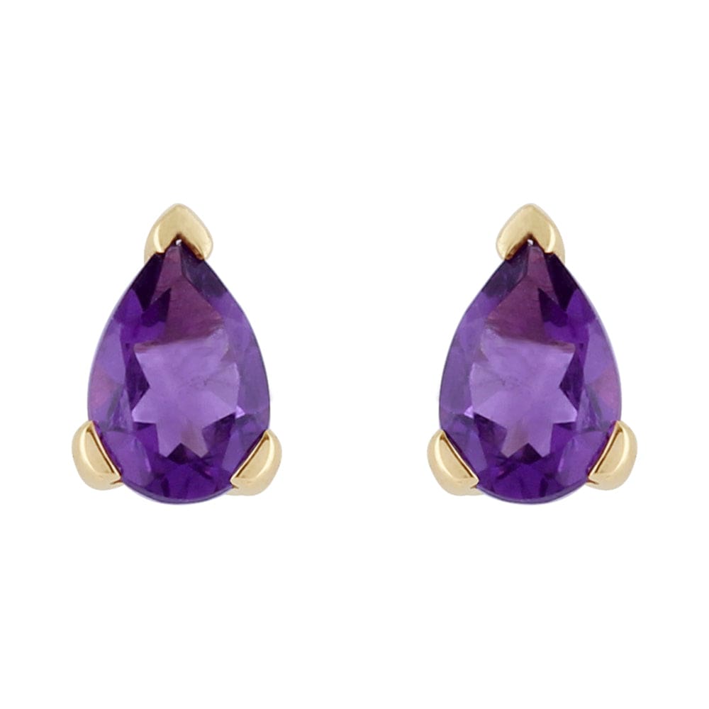 Classic Pear Amethyst Stud Earrings in 9ct Yellow Gold