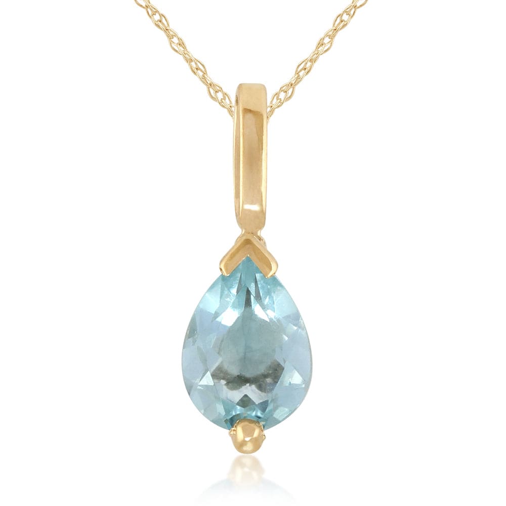 Classic Pear Aquamarine Pendant in 9ct Yellow Gold - Gemondo