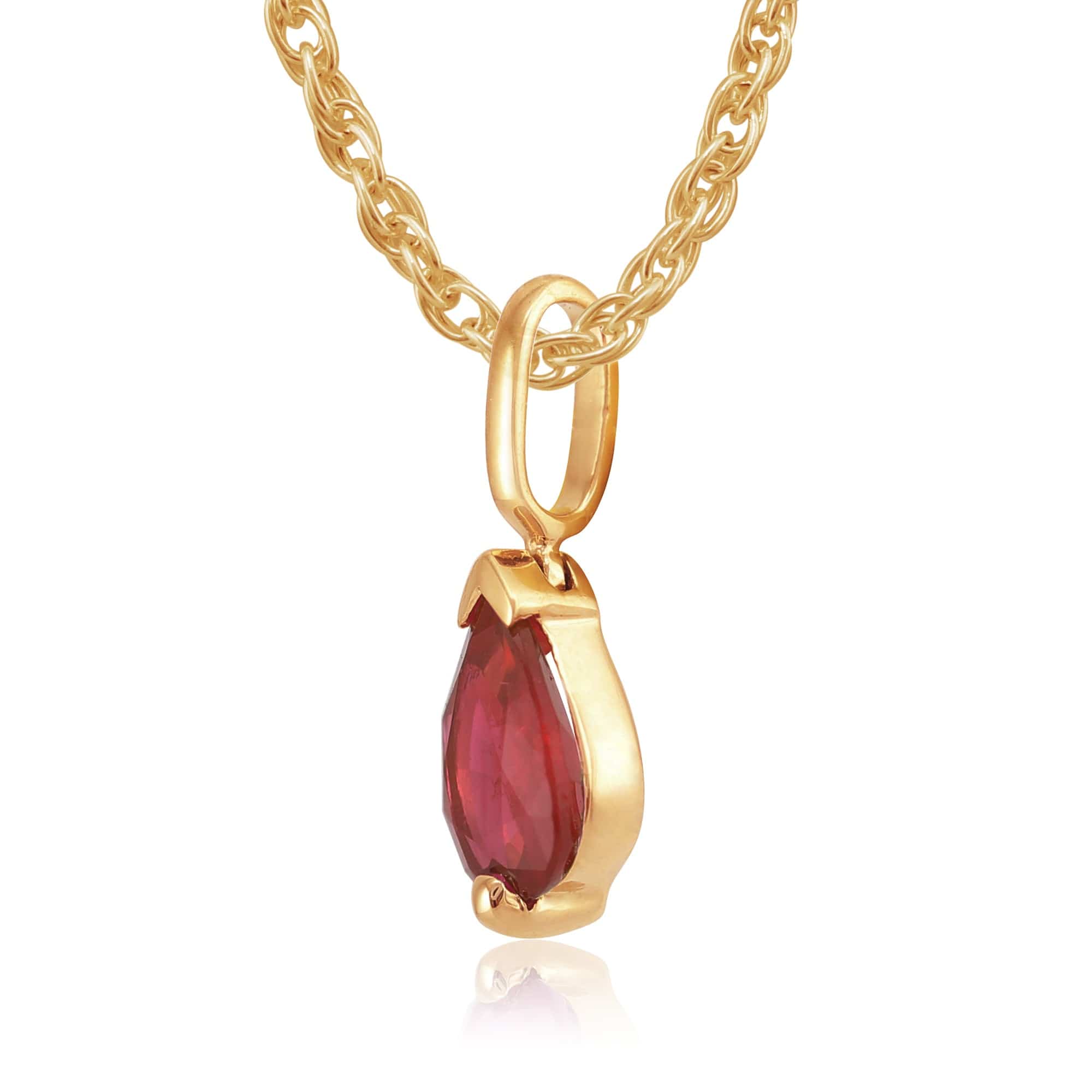 27020 Classic Pear Ruby Pendant in 9ct Yellow Gold 2