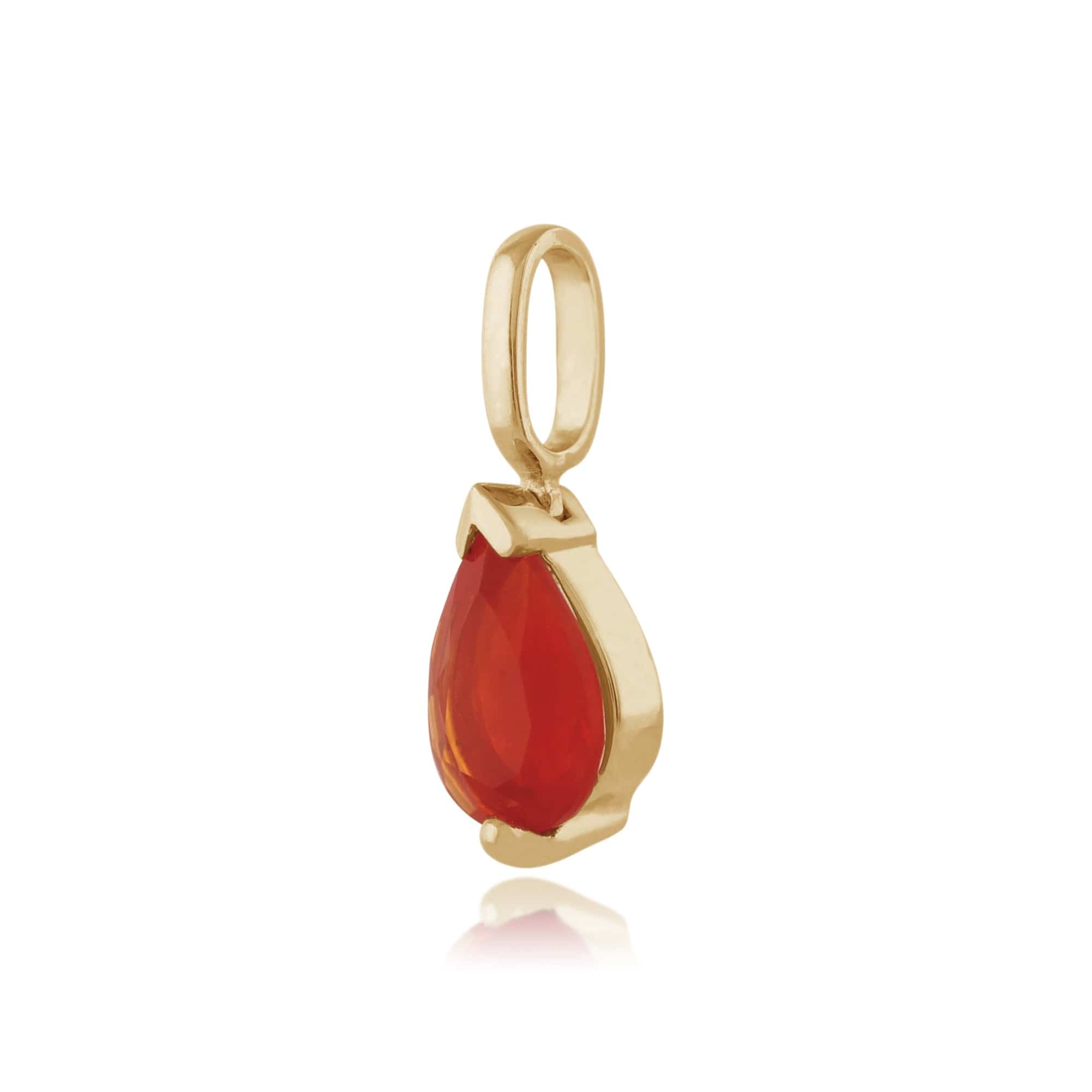 123P0117239 Classic Pear Fire Opal Pendant in 9ct Yellow Gold 2