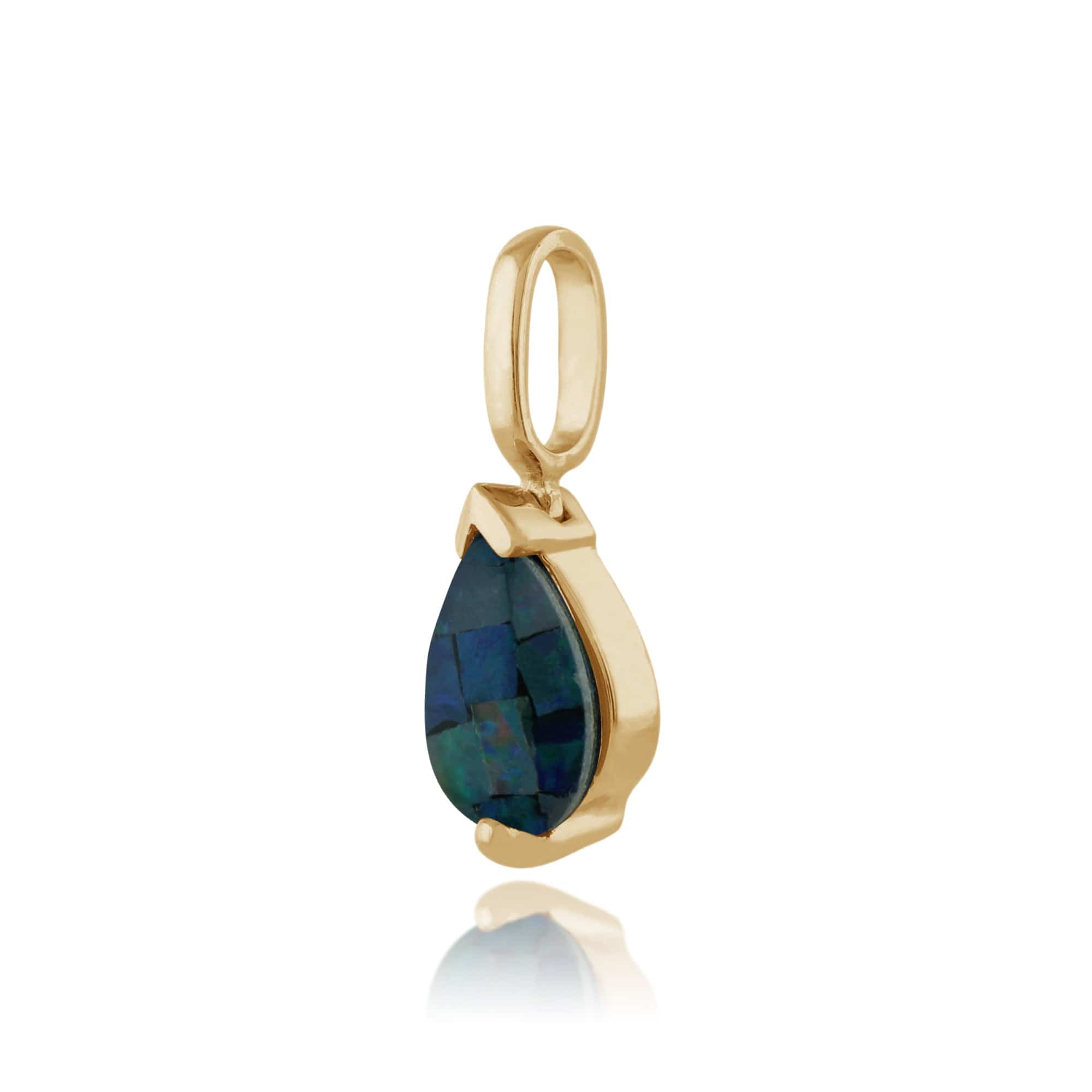 123E0606179-123P0117249 Classic Pear Triplet Opal Single Stone Stud Earrings & Pendant Set in 9ct Yellow Gold 5