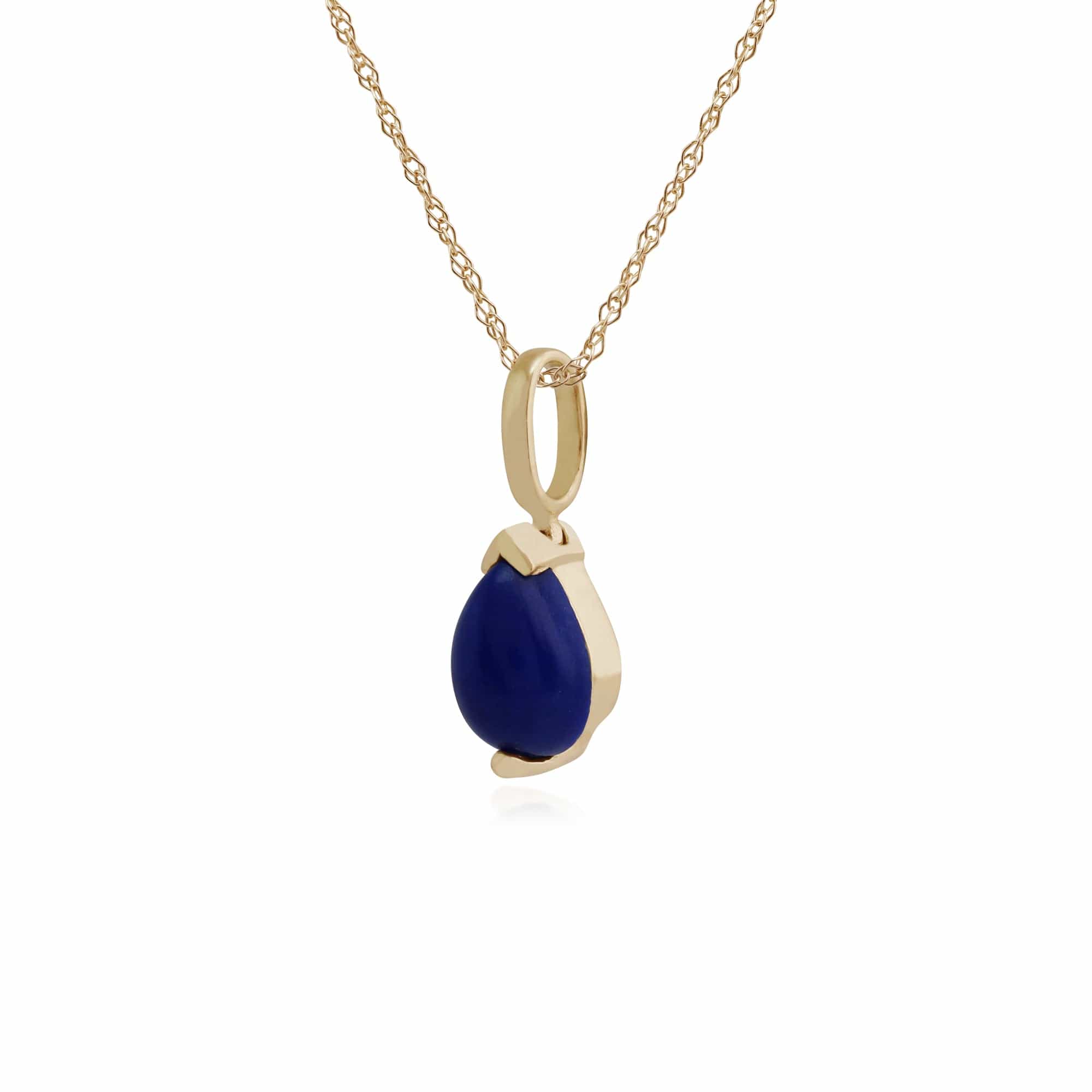 123P0117309 Classic Pear Lapis Lazuli Claw Set Pendant in 9ct Yellow Gold 2