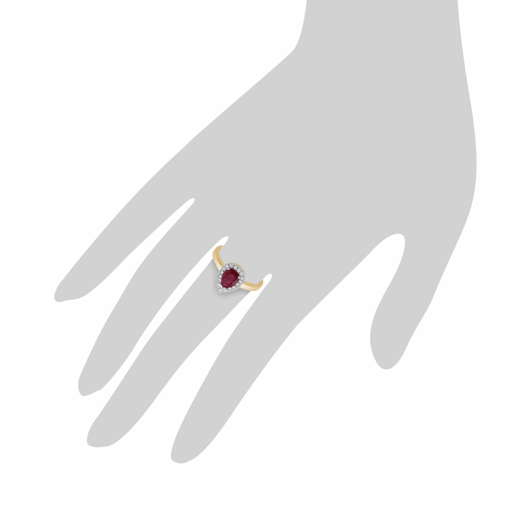 22617 Classic Pear Shaped Ruby & Diamond Ring in 9ct Yellow Gold 3