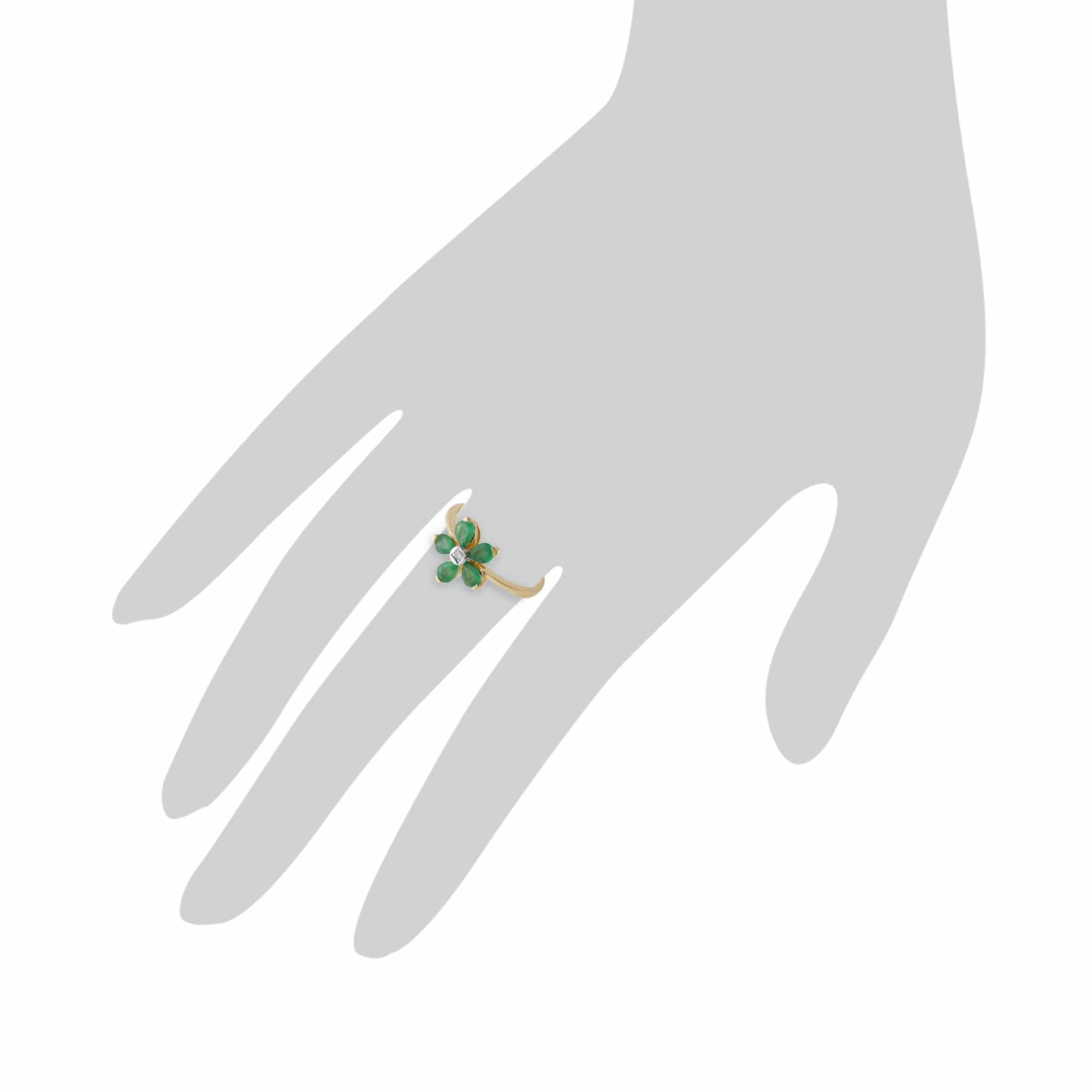 123R1338069 Gemondo 9ct Yellow Gold 0.76ct Emerald & Diamond Floral Ring 3