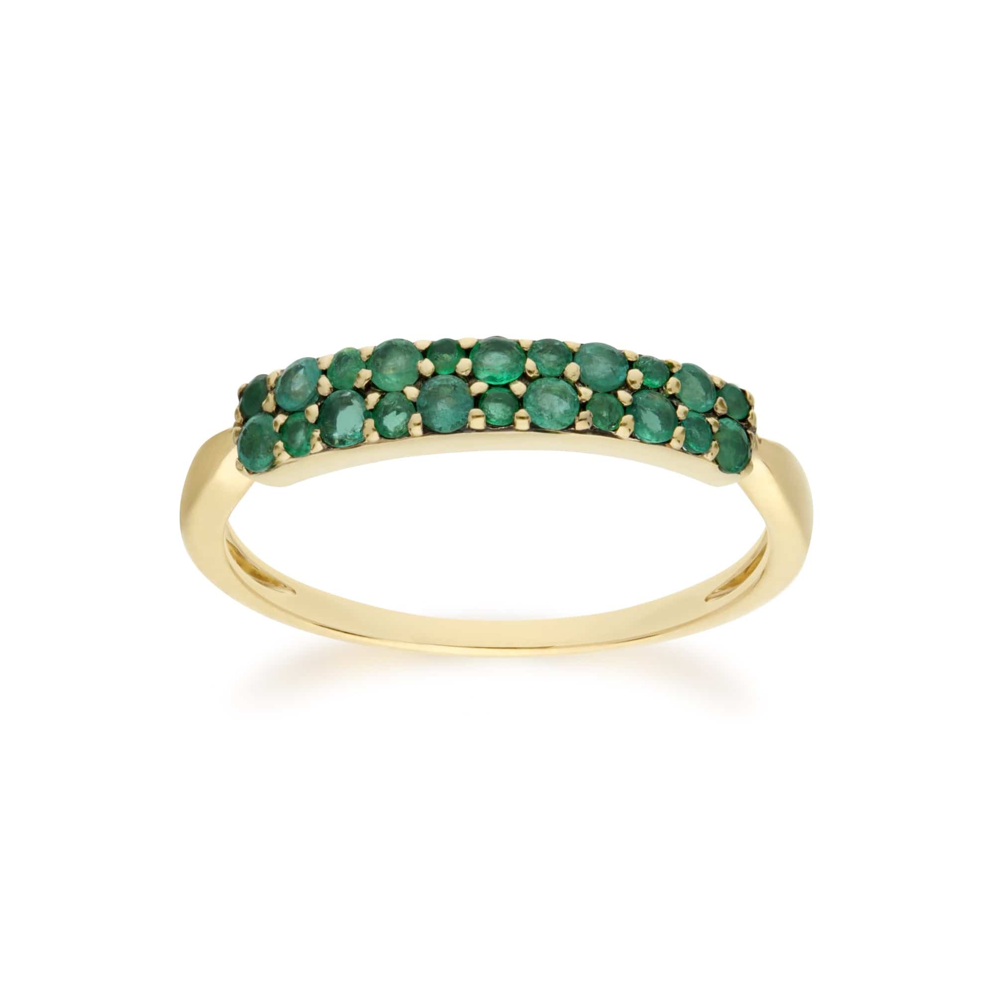 132R8081039 Contemporary 0.4ct Pavé Emerald Cluster Ring in 9ct Yellow Gold 1