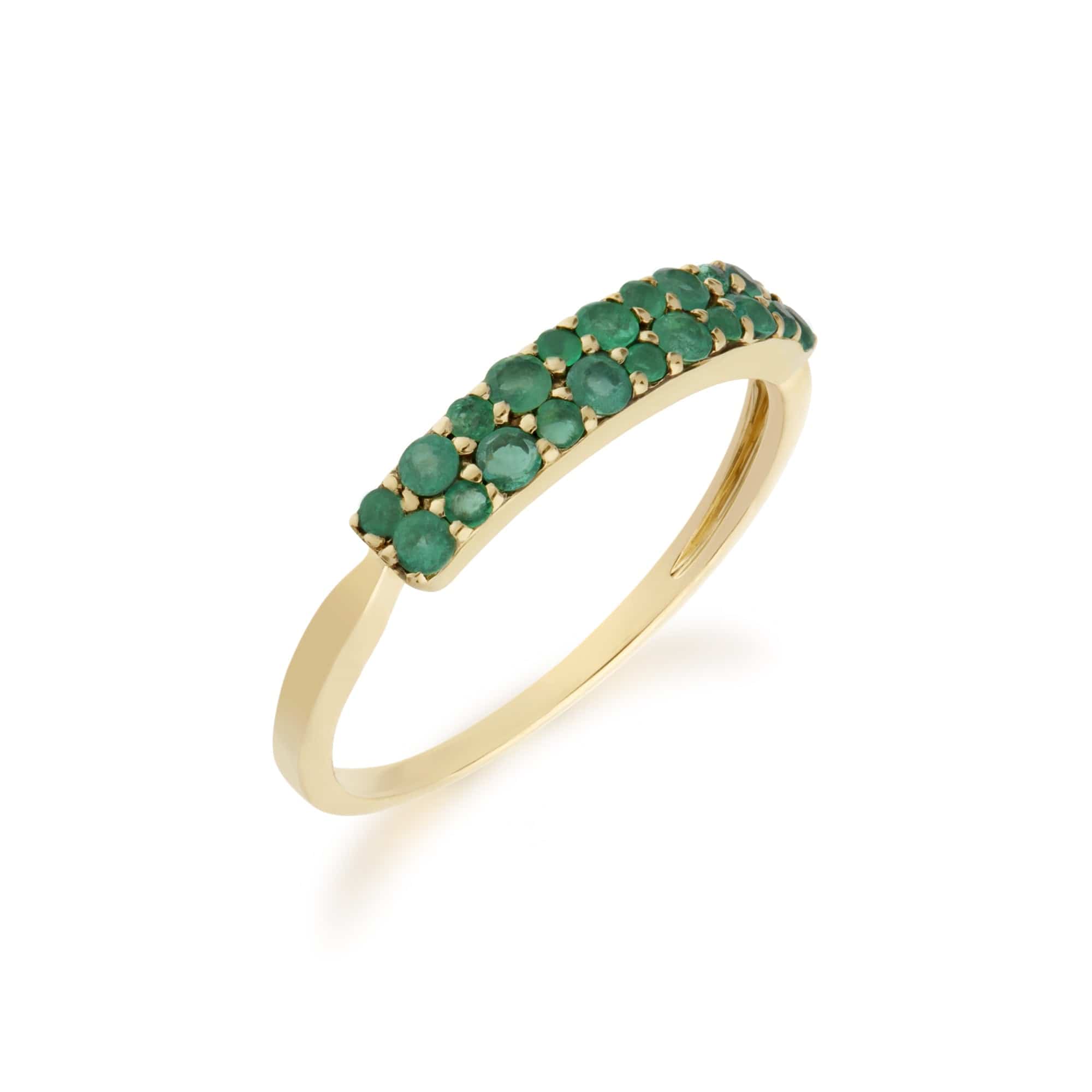 132R8081039 Contemporary 0.4ct Pavé Emerald Cluster Ring in 9ct Yellow Gold 2
