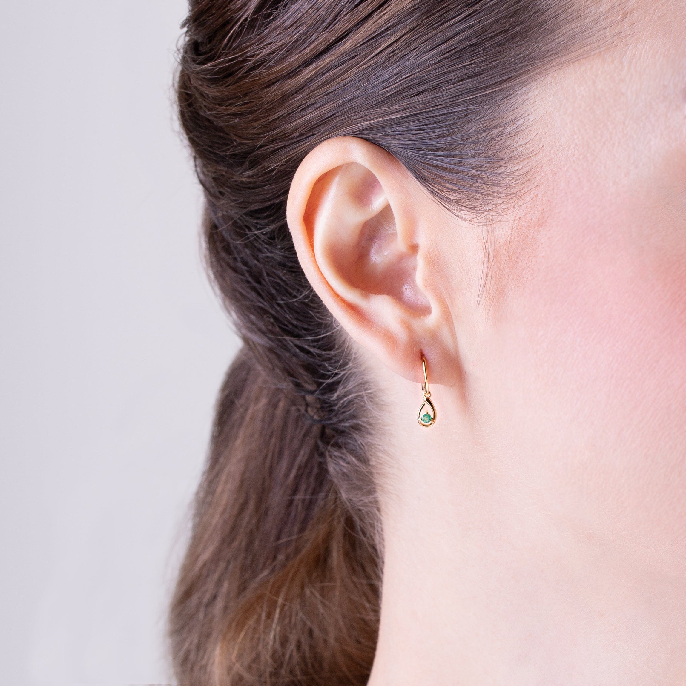 Classic Round Emerald Drop Earrings in 9ct Yellow Gold