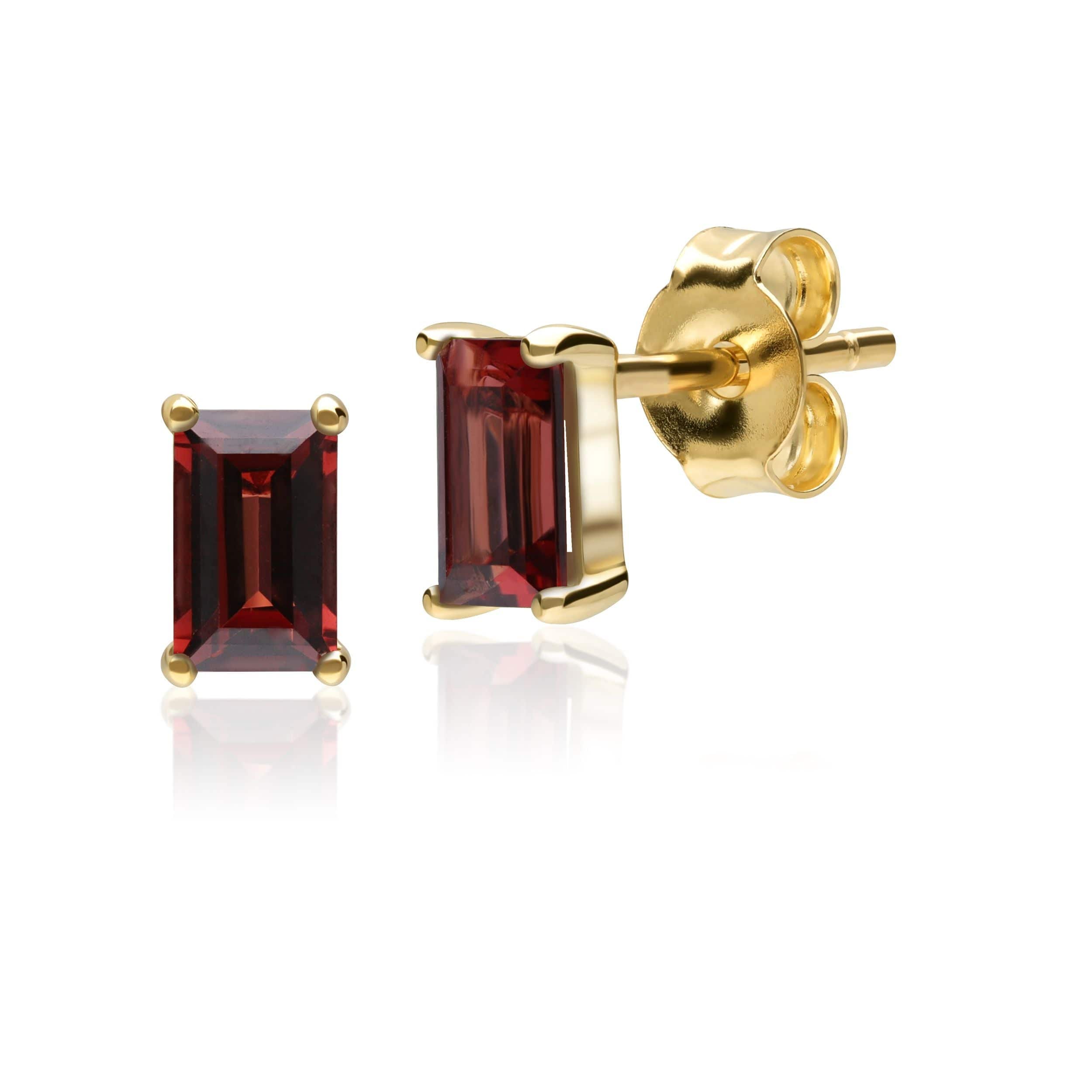 135E1524049-135P1872049 Classic Garnet Baguette Stud Earrings & Necklace Set in 9ct Yellow Gold 3