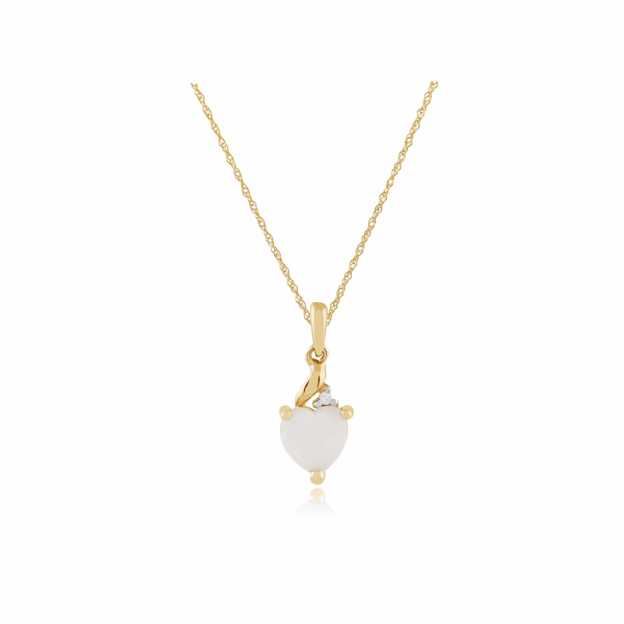 135P1565019 Classic Heart Opal & Diamond Pendant in 9ct Yellow Gold 1