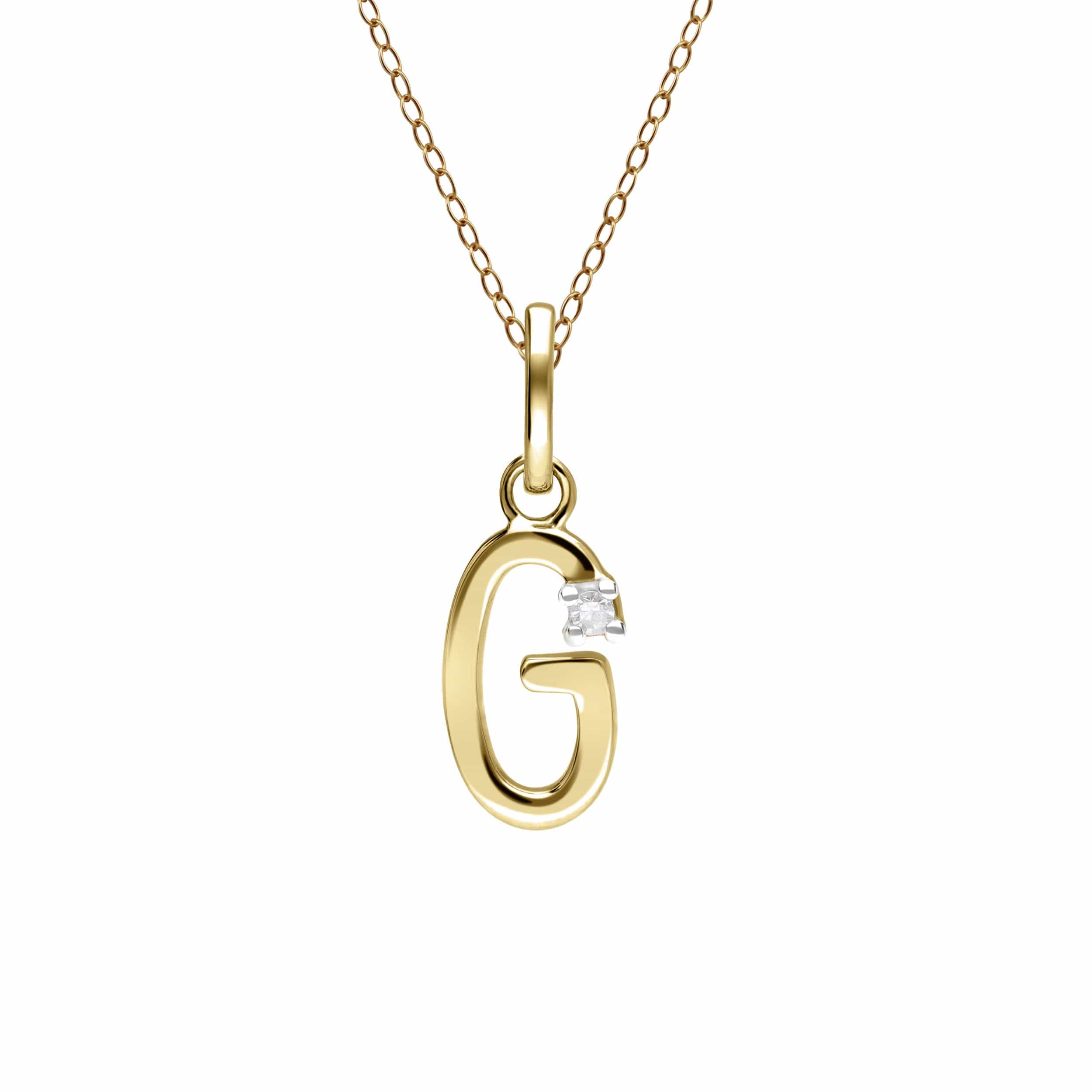 191P0741019 Initial Diamond Letter Necklace In 9ct Yellow Gold 8