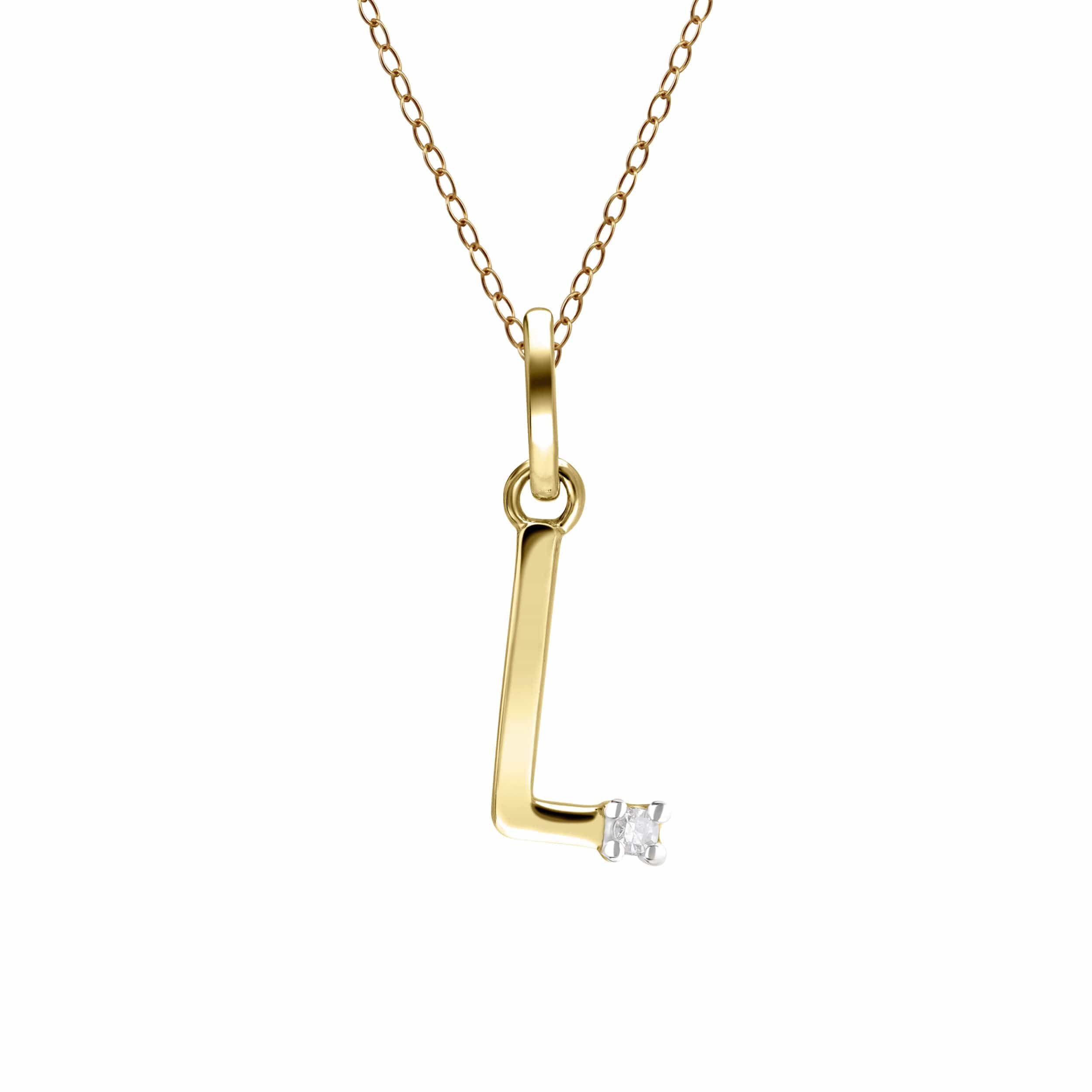 191P0743019 Initial Diamond Letter Necklace In 9ct Yellow Gold 13