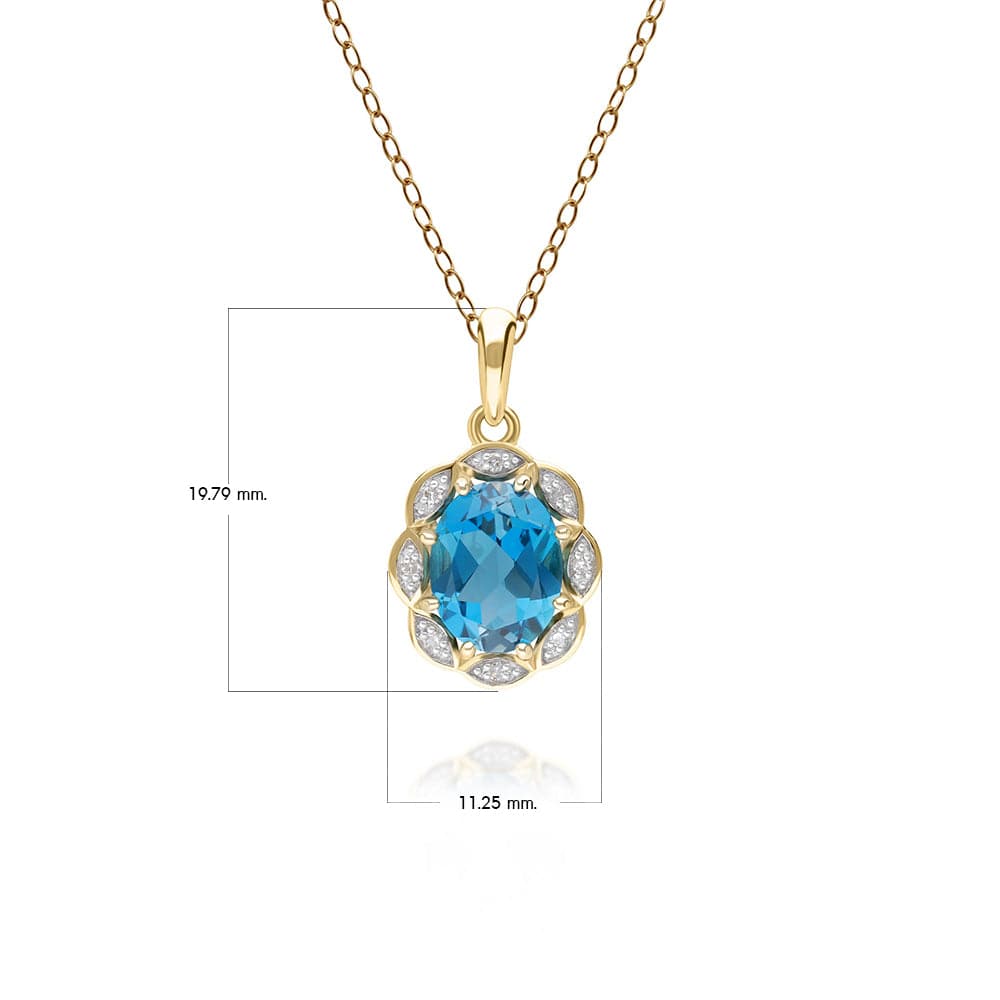 135P2095019 Classic London Blue Topaz & Diamond Luxe Pendant in 9ct Yellow Gold 5