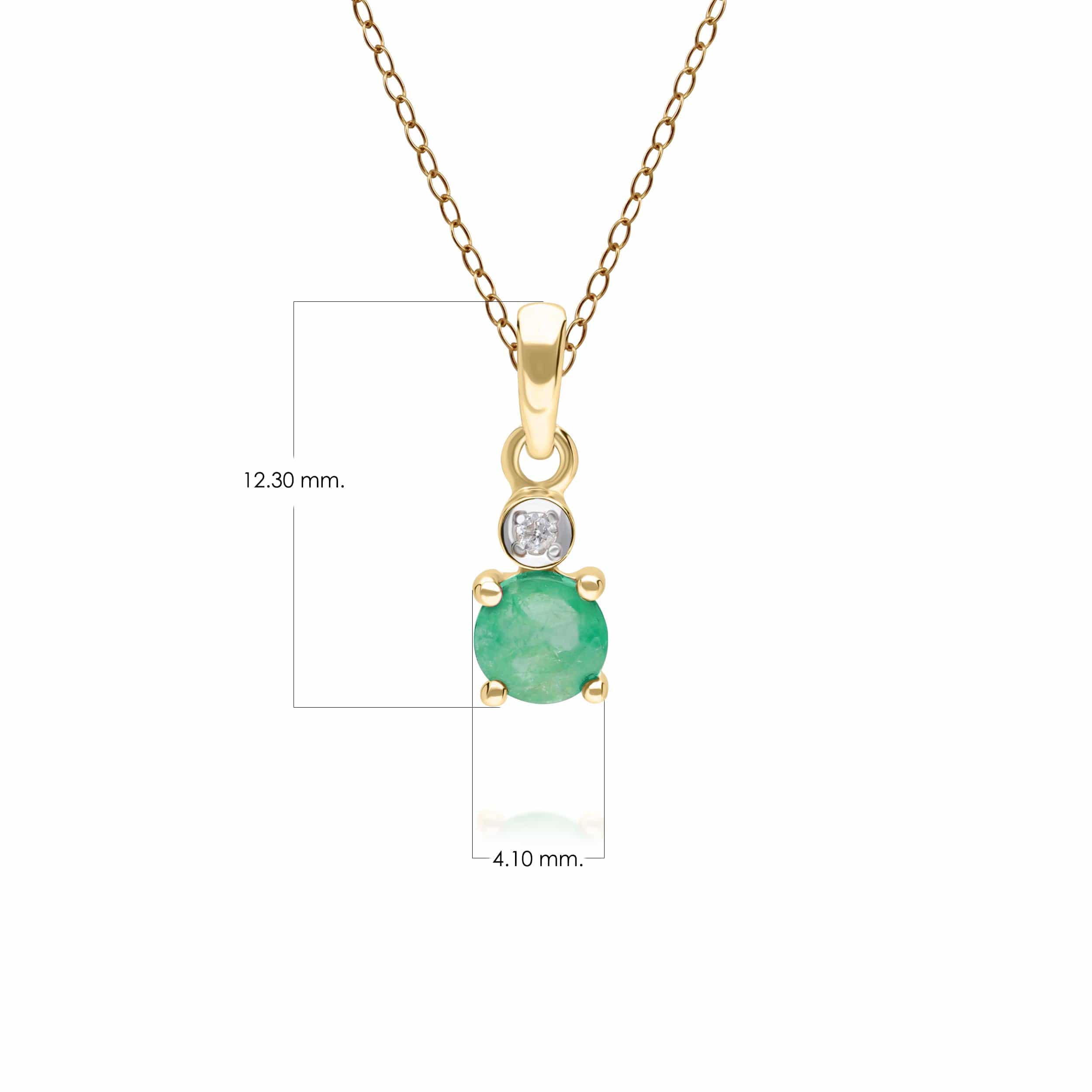 135P2099029 Micro Statement Round Emerald & Diamond Pendant in 9ct Yellow Gold 3