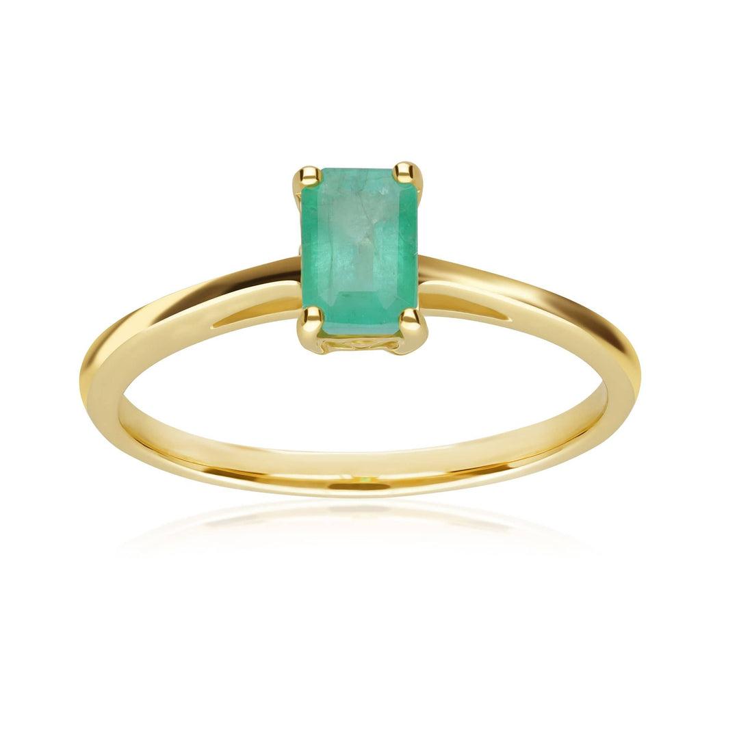 135R1312019 Classic Baguette Emerald Ring in 9ct Yellow Gold 1