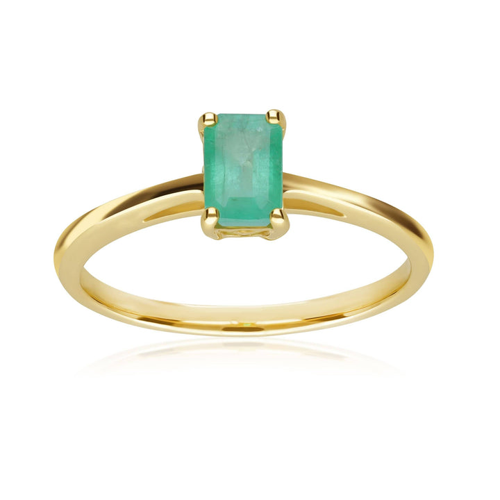 135R1312019 Classic Baguette Emerald Ring in 9ct Yellow Gold 1