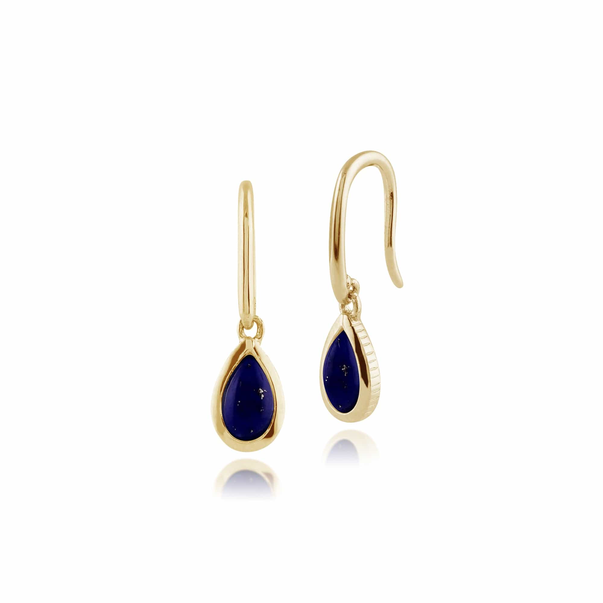 Classic Pear Lapis Lazuli Drop Earrings in 9ct Yellow Gold - Gemondo