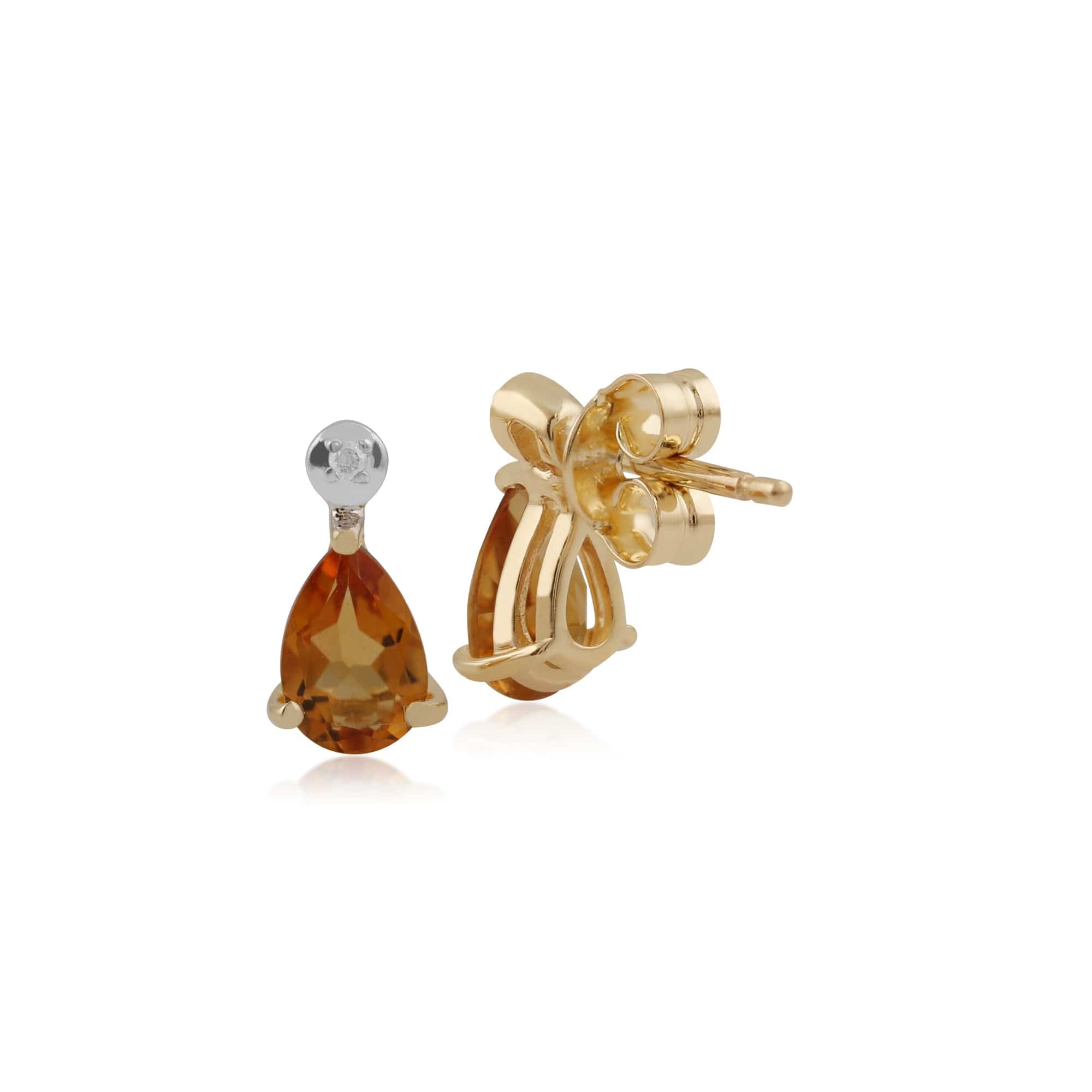 135E1263089 Classic Pear Citrine & Diamond Drop Earrings in 9ct Yellow Gold 2