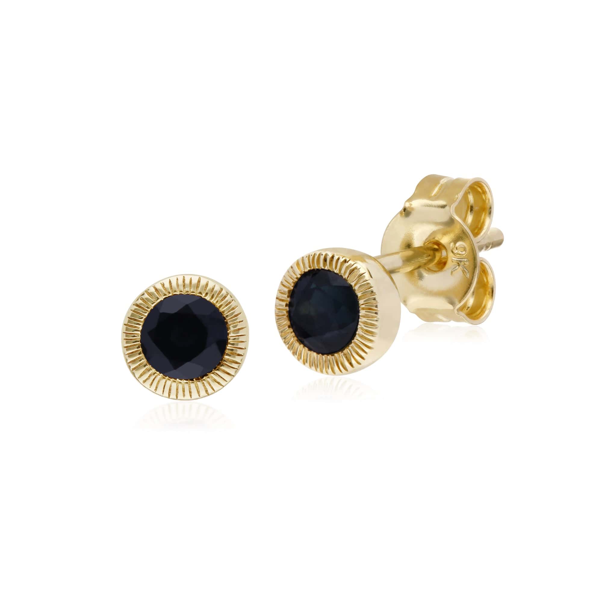 135E1522029 Gemondo 9ct Yellow Gold Sapphire Round Milgrain Stud Earrings 1