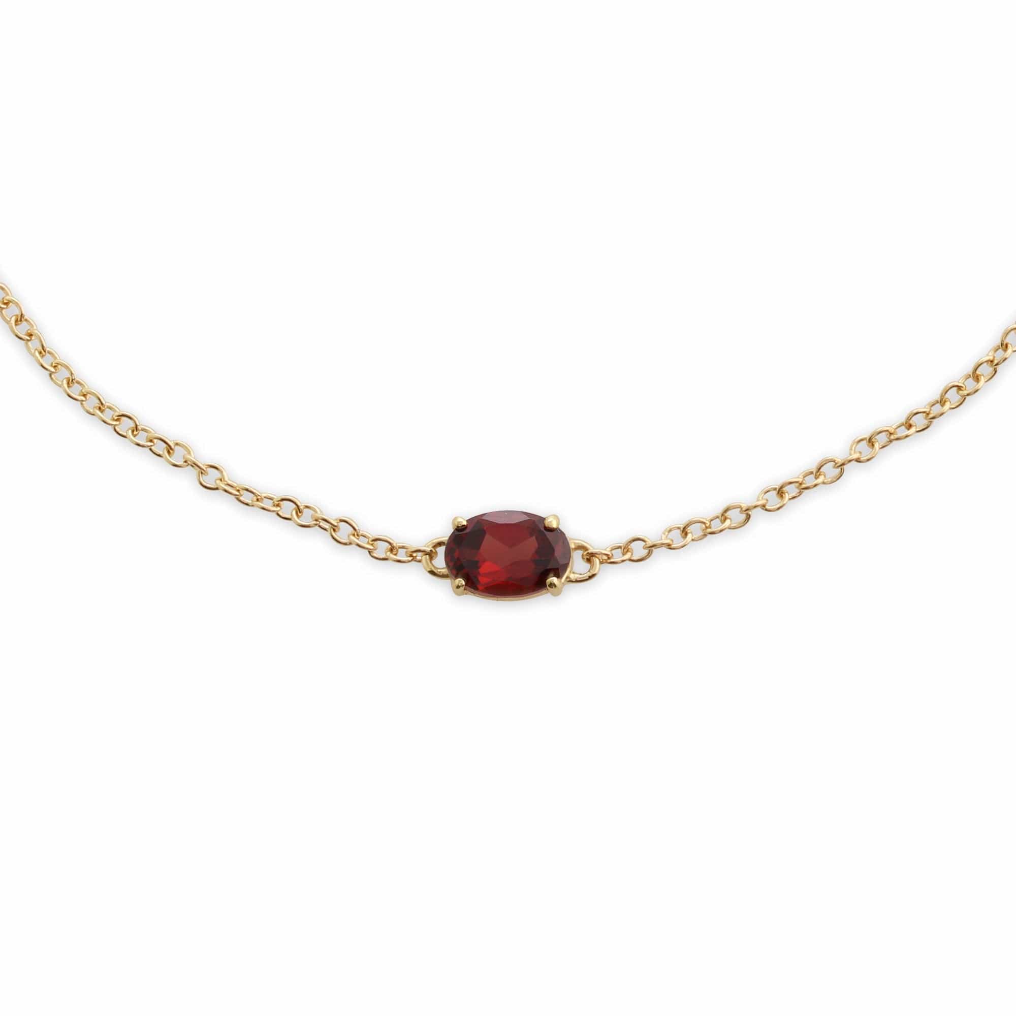 Classic Oval Garnet Single Stone Bracelet in 9ct Yellow Gold - Gemondo