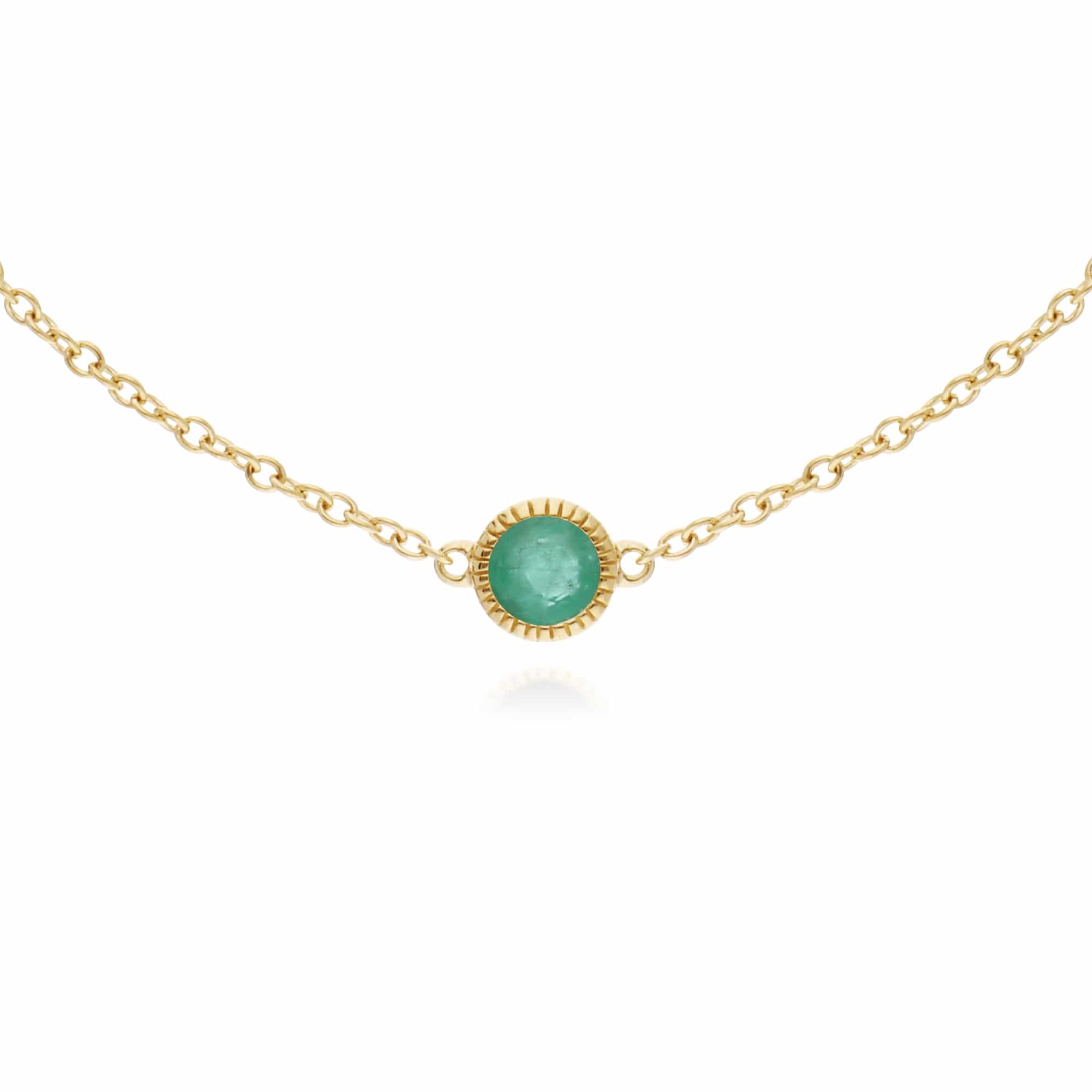 135L0288039 Classic Single Stone Round Emerald Milgrain Bracelet in 9ct Gold 2