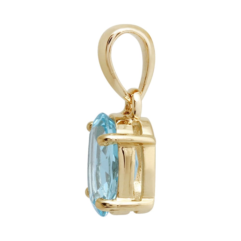 9032 Classic Oval Blue Topaz Pendant in 9ct Yellow Gold 3