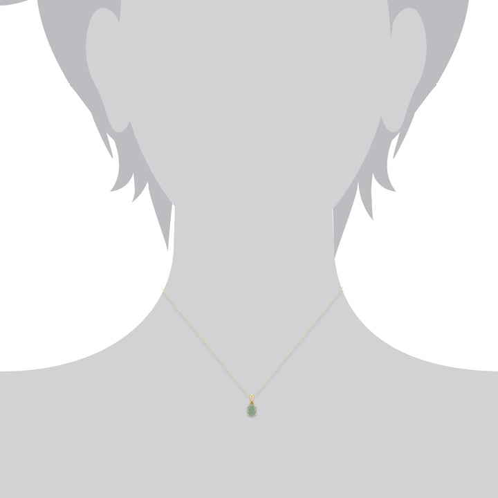 25356 Classic Oval Jade Cabochon Pendant in 9ct Yellow Gold 3