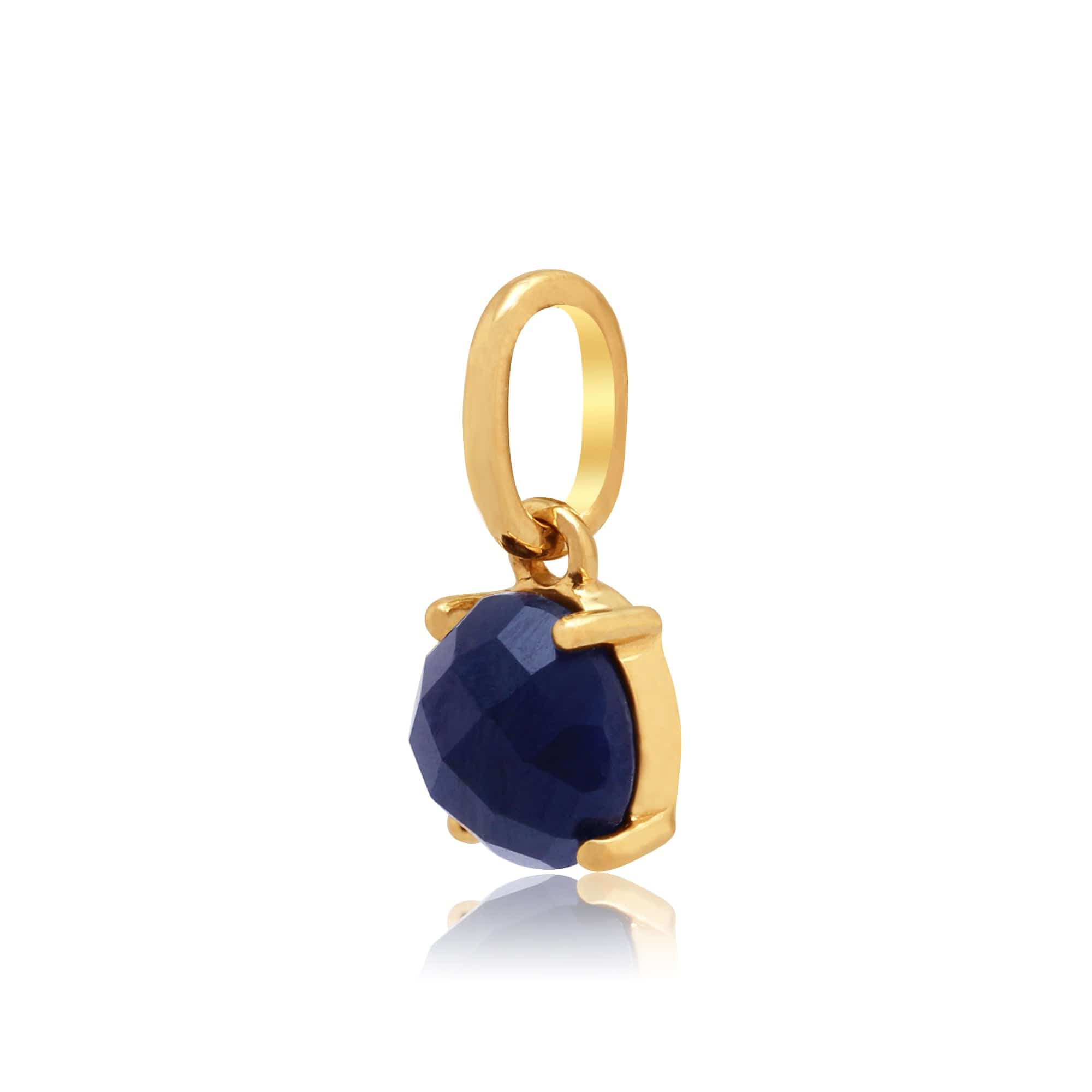 135P1454089 Classic Round Sapphire Checkerboard Pendant in 9ct Yellow Gold 2