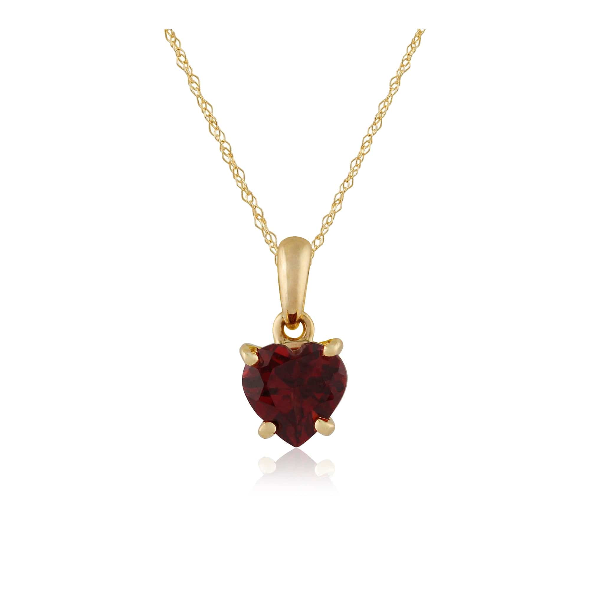 135P1463029 Classic Heart Garnet Pendant in 9ct Yellow Gold 1