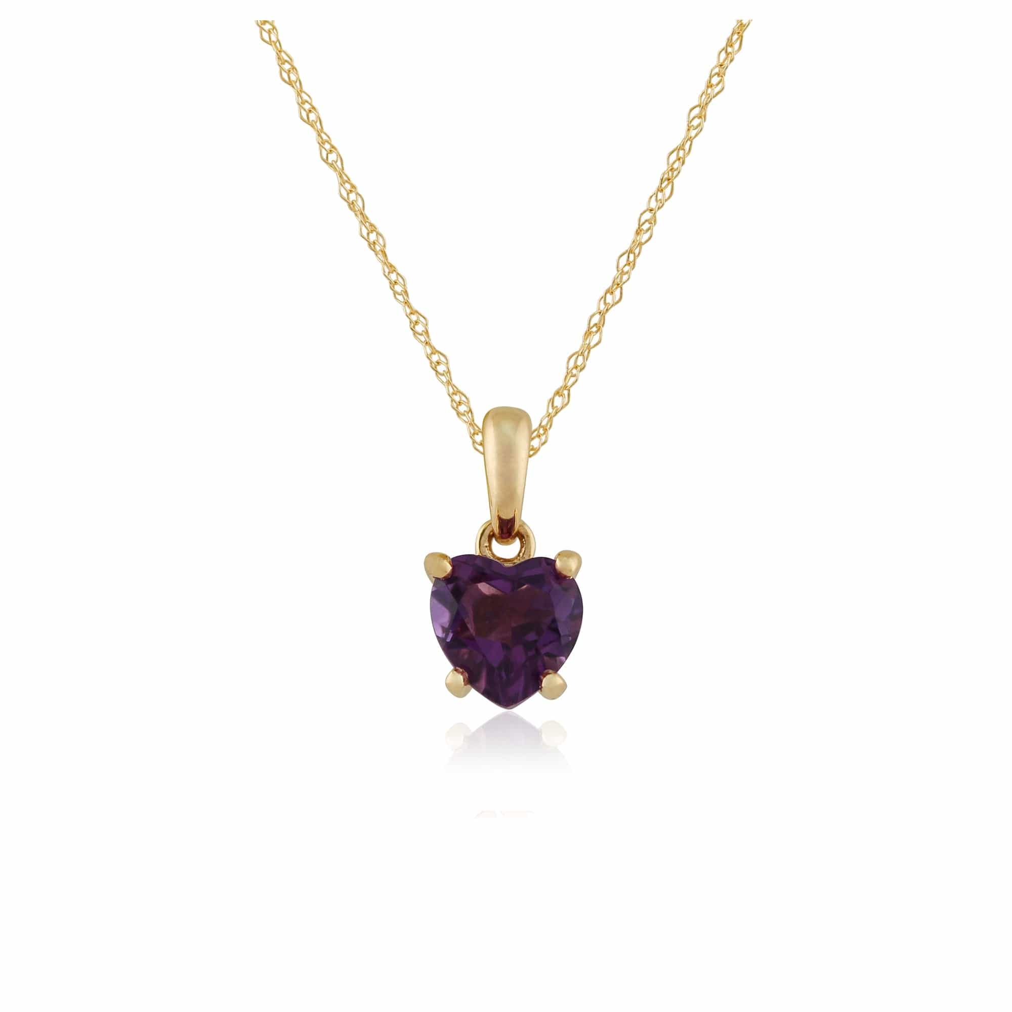 Classic Heart Amethyst Pendant in 9ct Yellow Gold - Gemondo