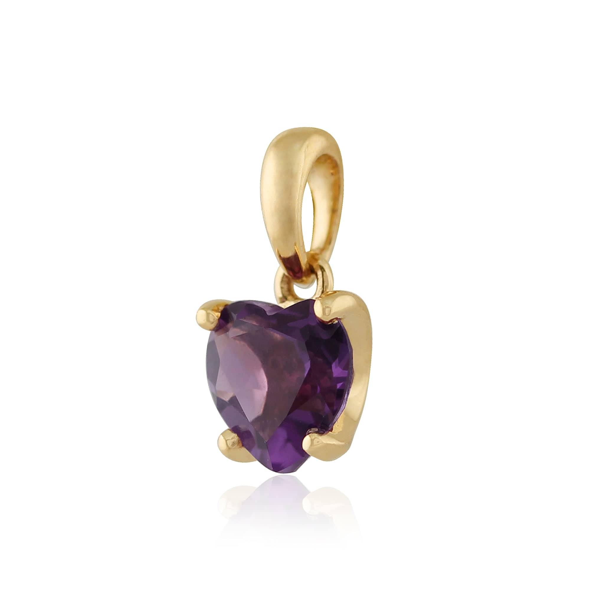 135P1463049 Classic Heart Amethyst Pendant in 9ct Yellow Gold 2
