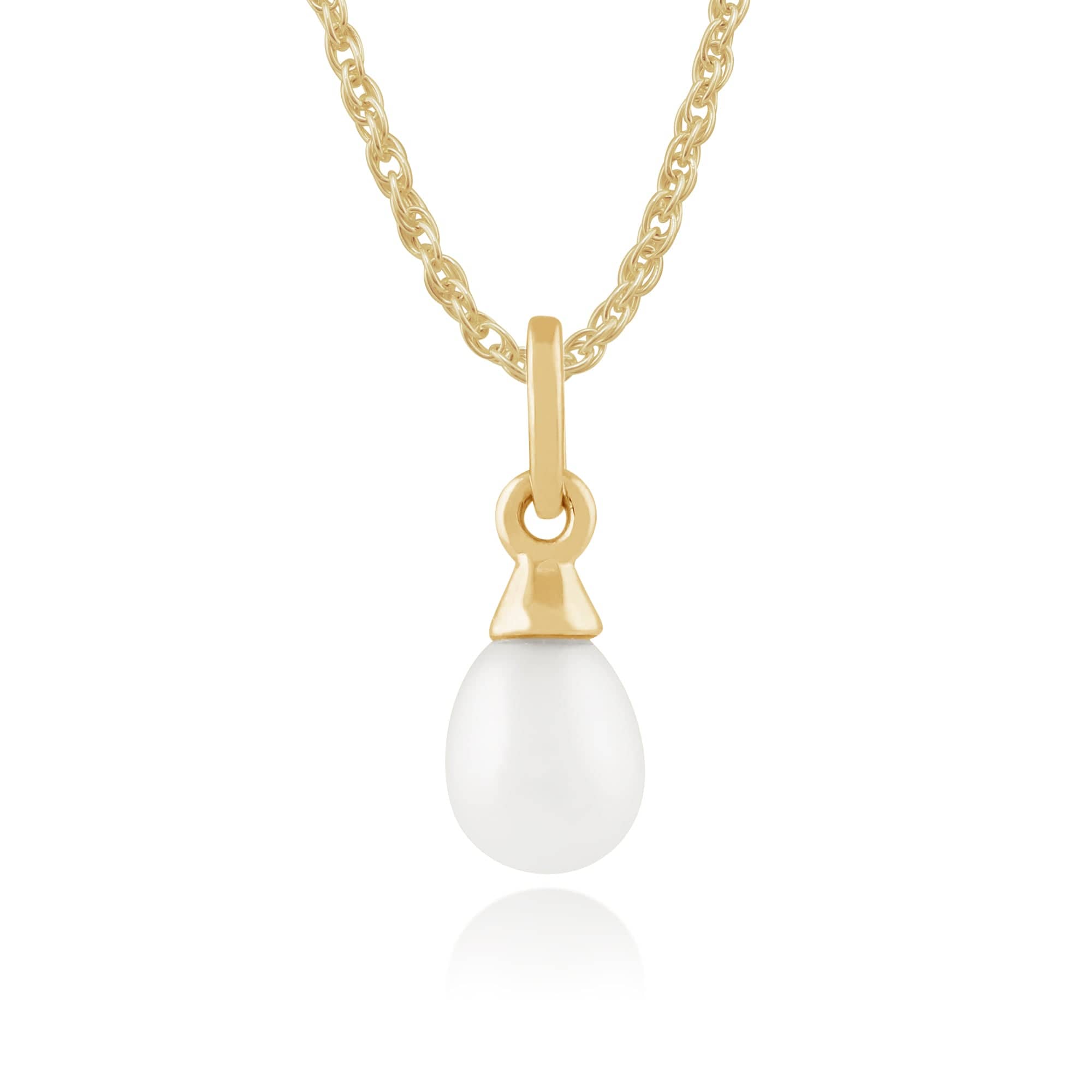 Classic Freshwater Pearl Pendant in 9ct Yellow Gold - Gemondo