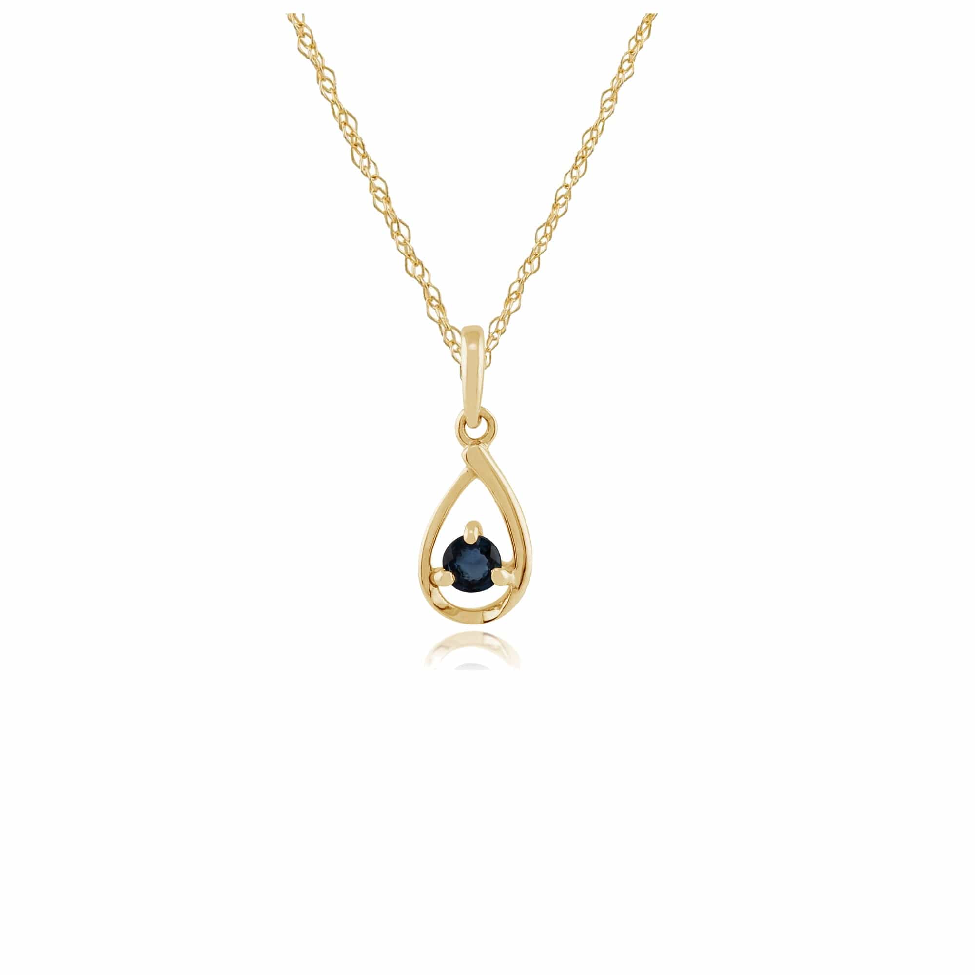 135P1551039 Classic Round Sapphire Pendant in 9ct Yellow Gold 1