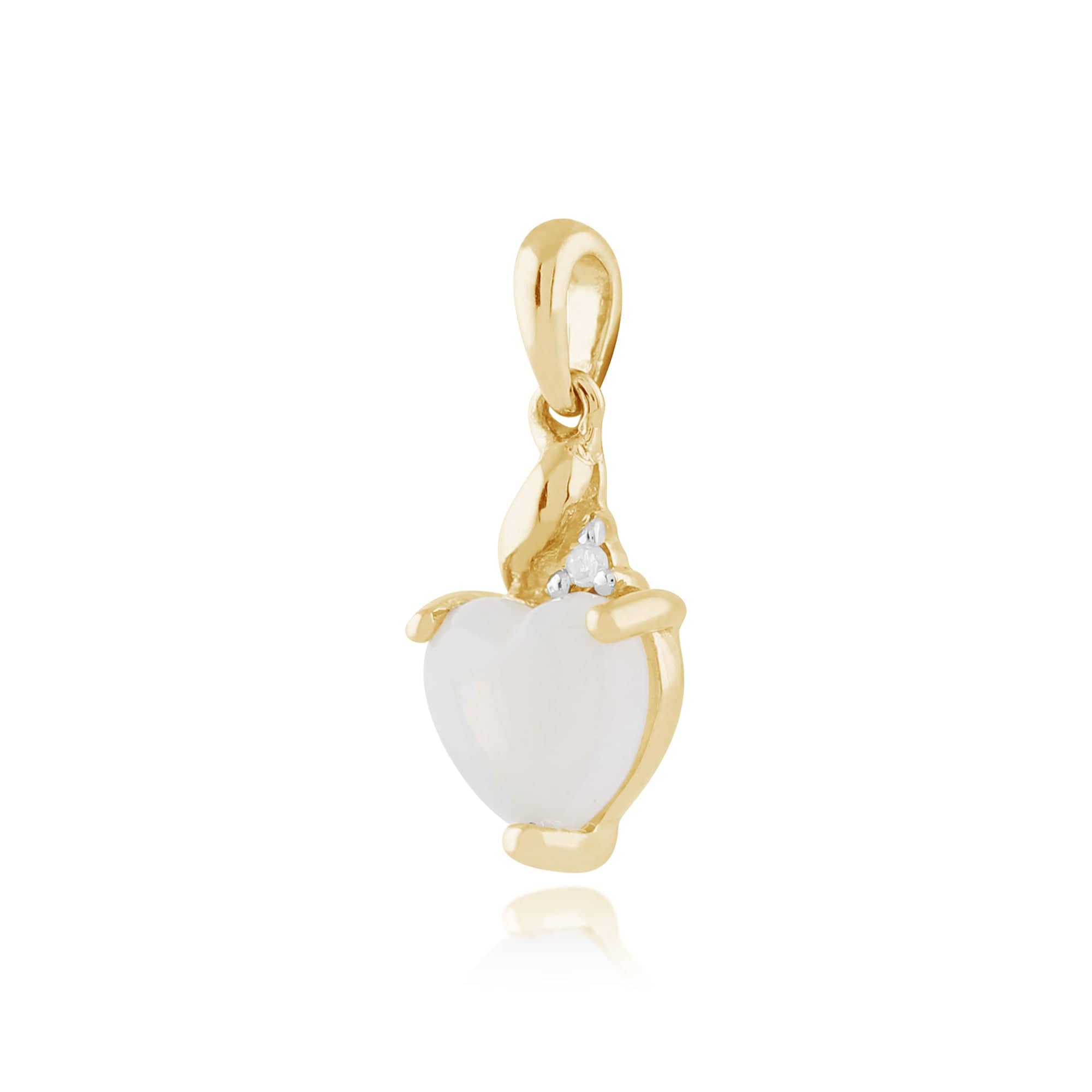 135P1565019 Classic Heart Opal & Diamond Pendant in 9ct Yellow Gold 2